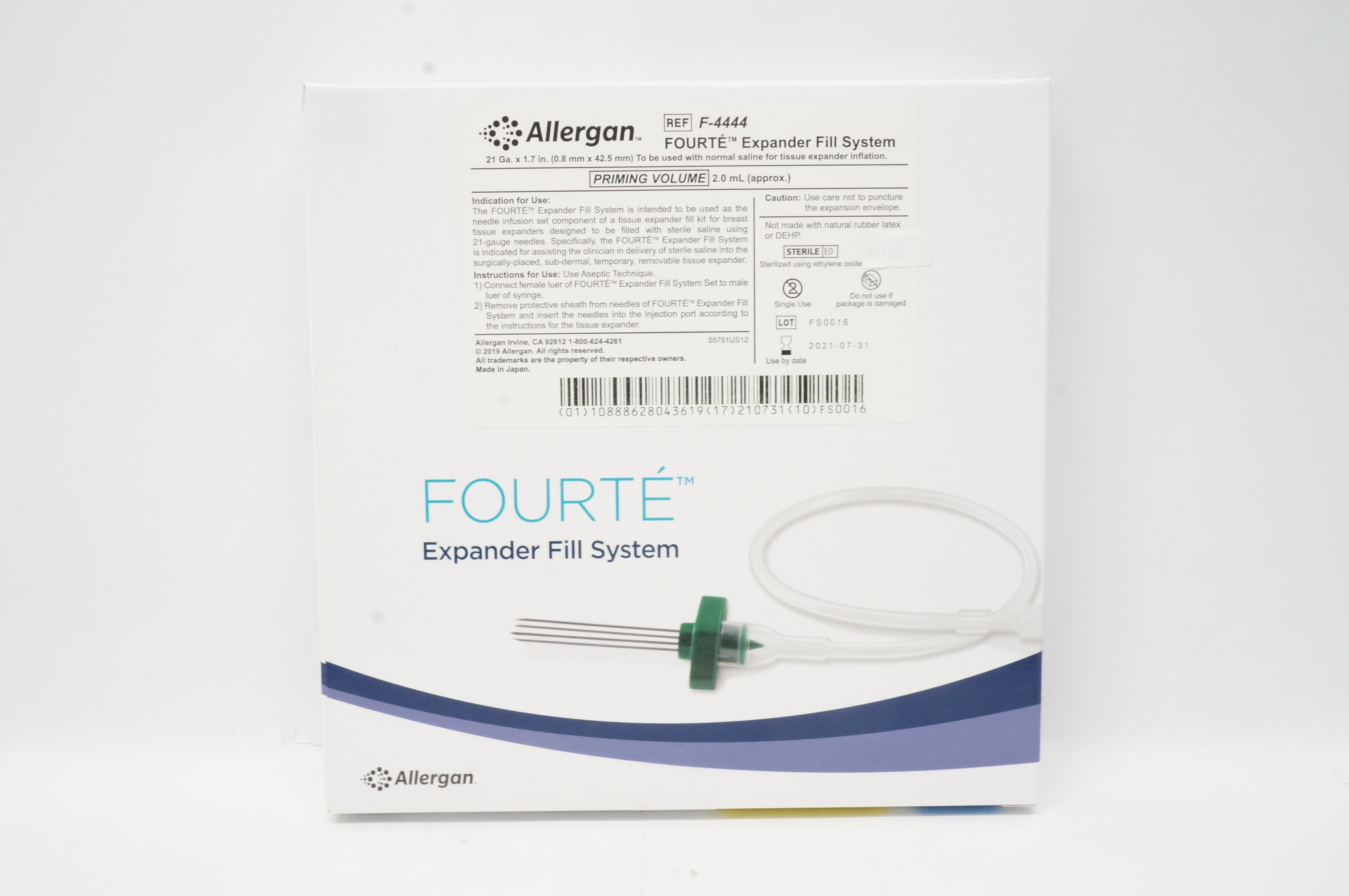 Allergan F-4444 Fourte Expander Fill System 2.0mL, 21Ga x 1.7inch
