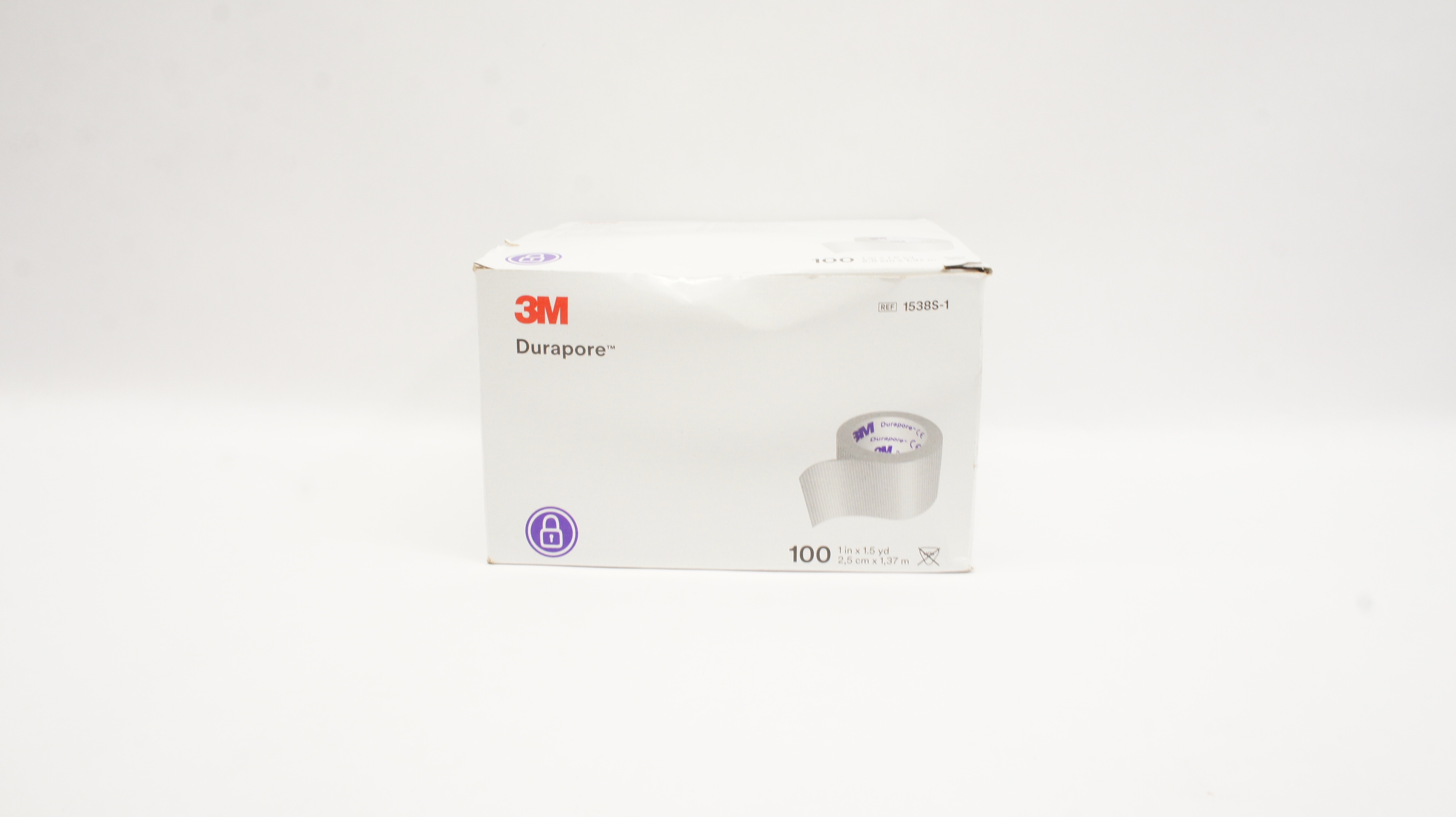 3M 1538S-1 Durapore Single Use Rolls Surgical Tape 1inch x 1.5yd. - Box of 100