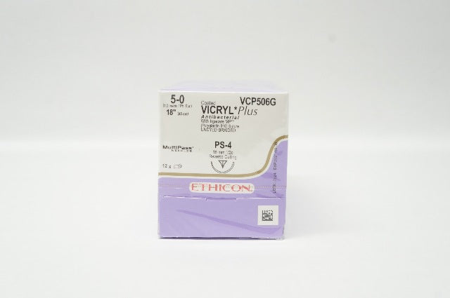 Ethicon VCP506G Coated VICRYL 5-0 Antibacterial 18inch PS-4 16mm - Box of 12 (x)
