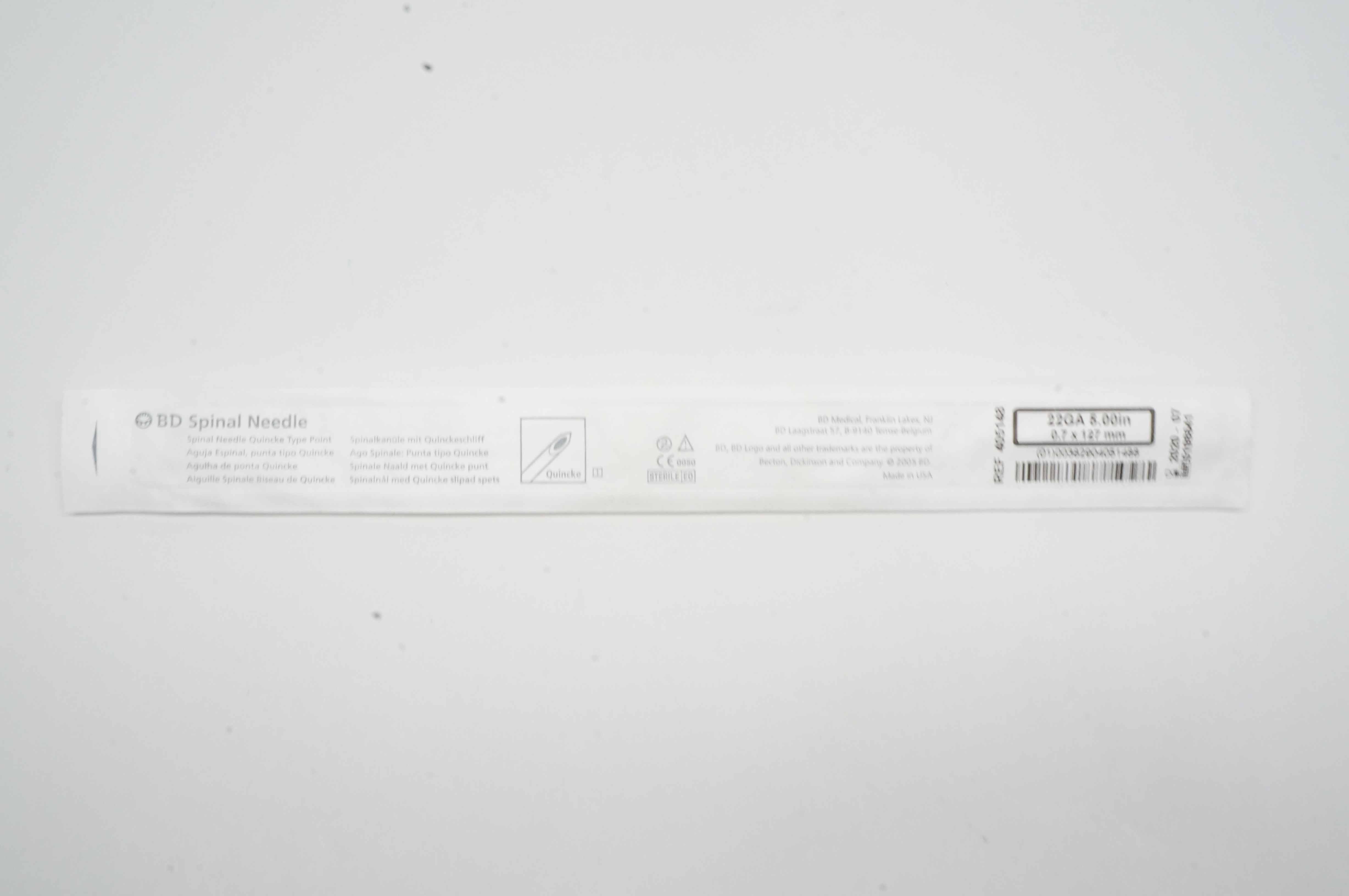 BD 405148 Spinal Ndle, Quincke 22 GA. x 5.00 inch (x)