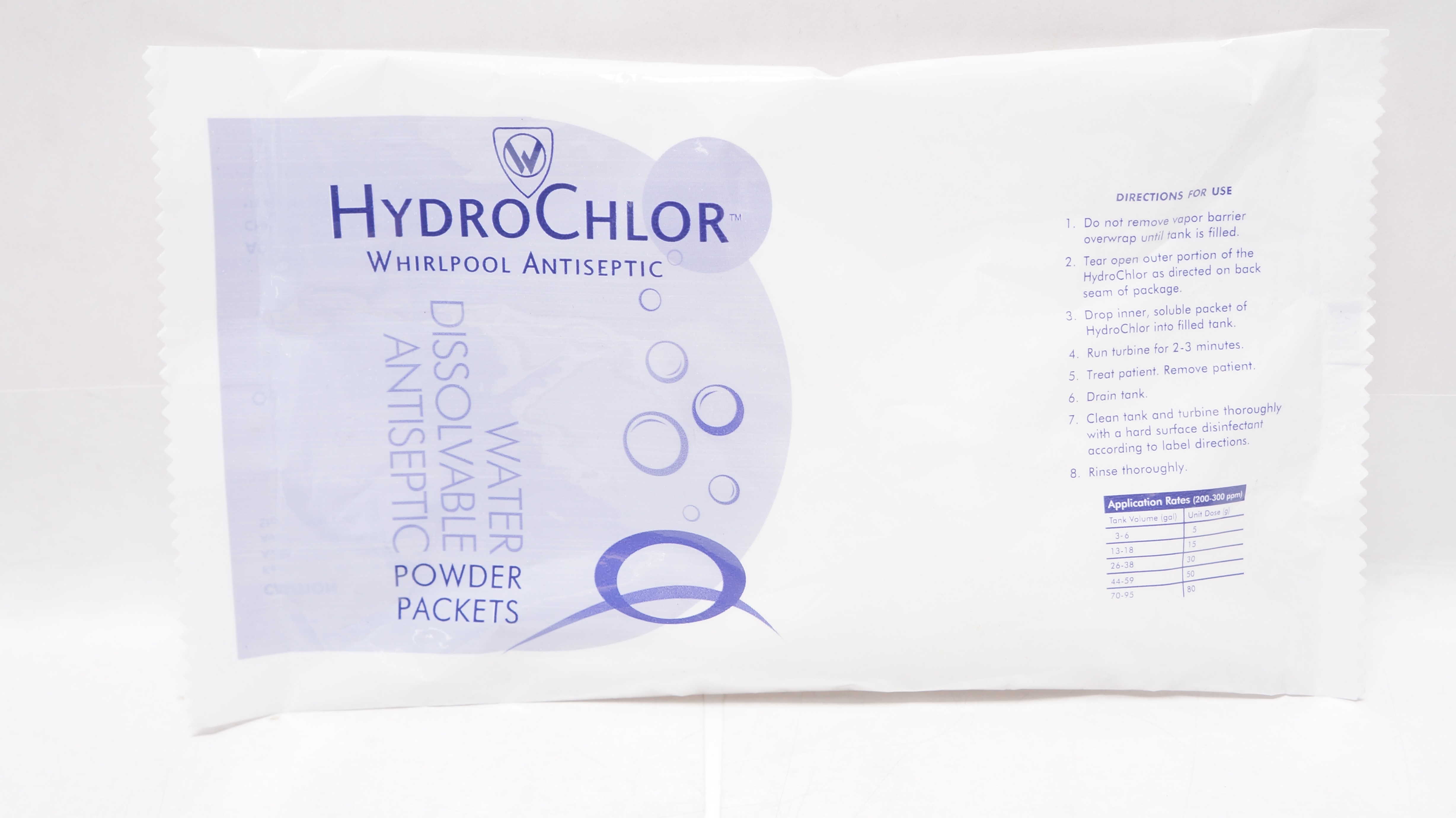 HydroChlor Whirlpool Antiseptic 50g, Water Dissolvable Powder Packets (x)