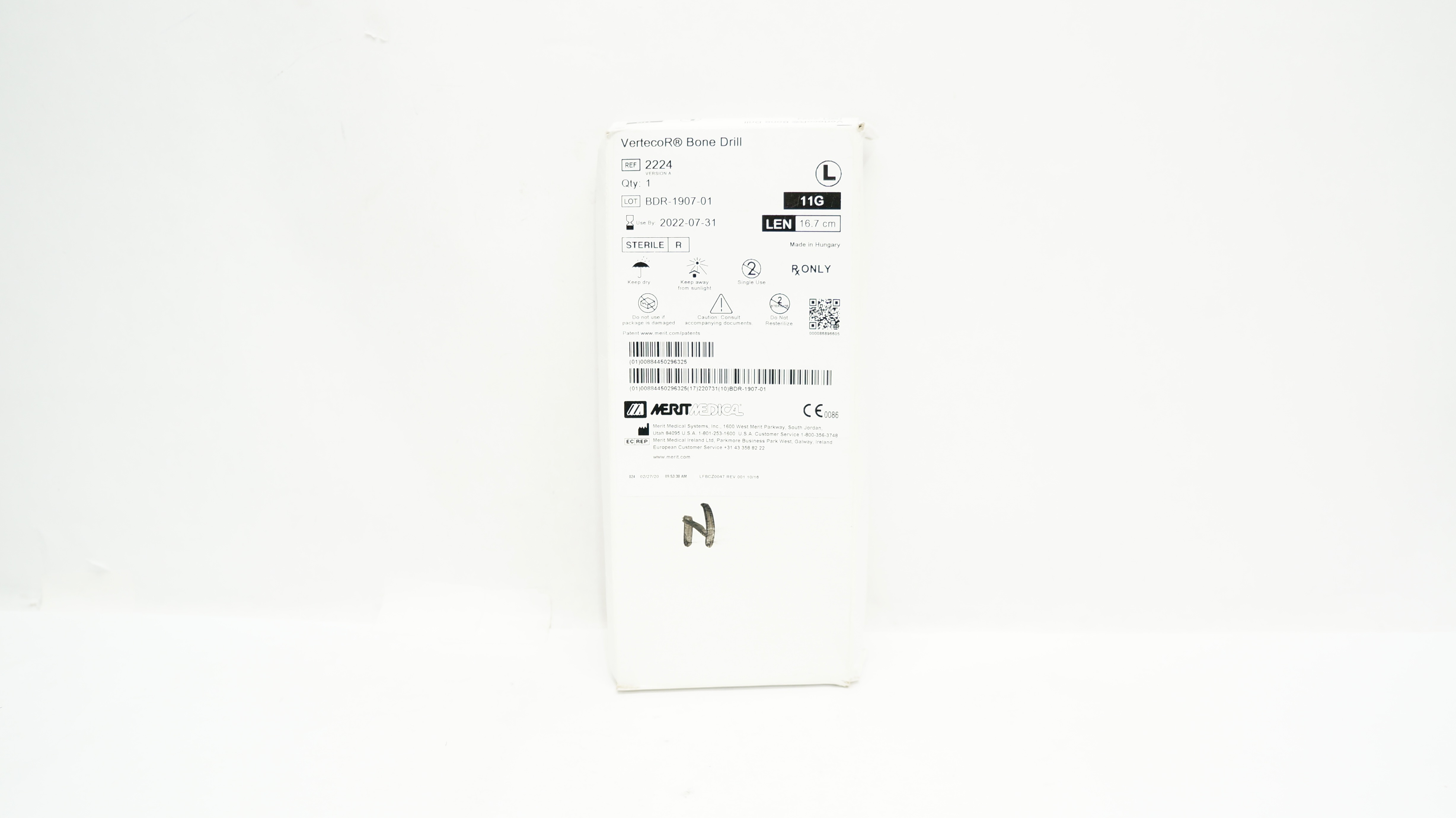 Merit Medical 2224 VertecoR Bone Drill Size L,11G x 16.7cm (x)