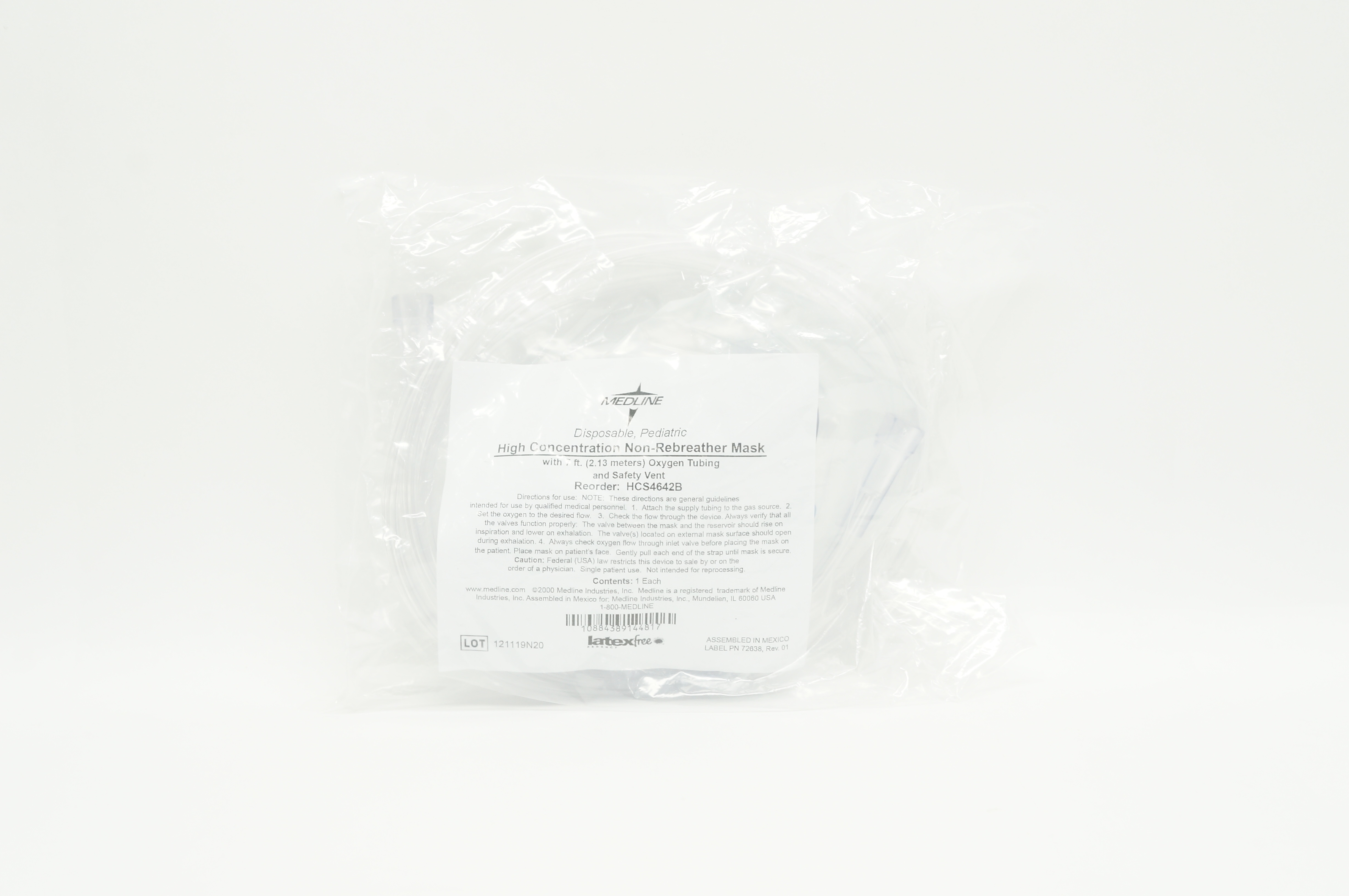 Medline HCS4642B Disposable Pediatric High Concentration Non-Rebreather Mask