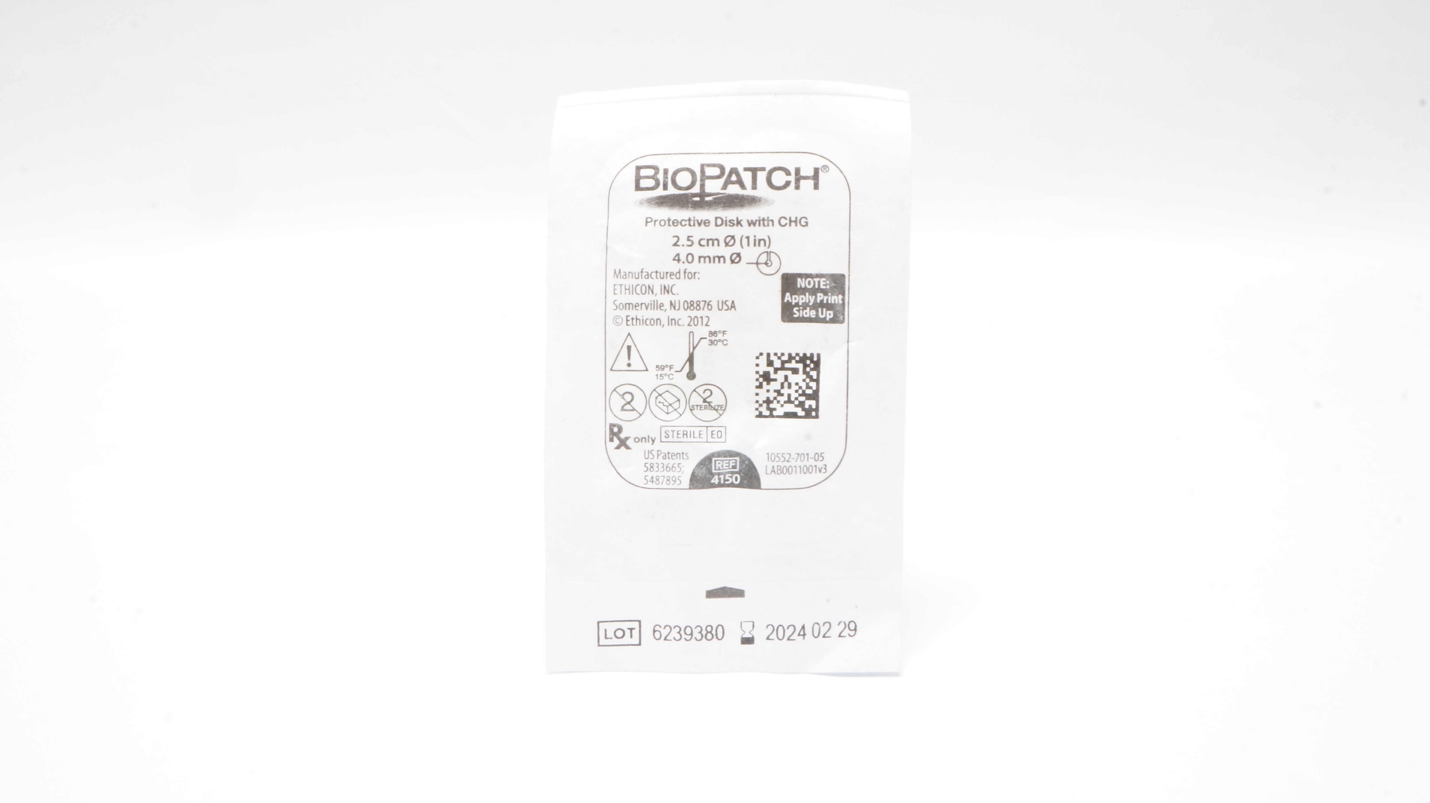 BioPatch 4150 Ethicon Protective Disk with CHG 1inch x 4.0mm