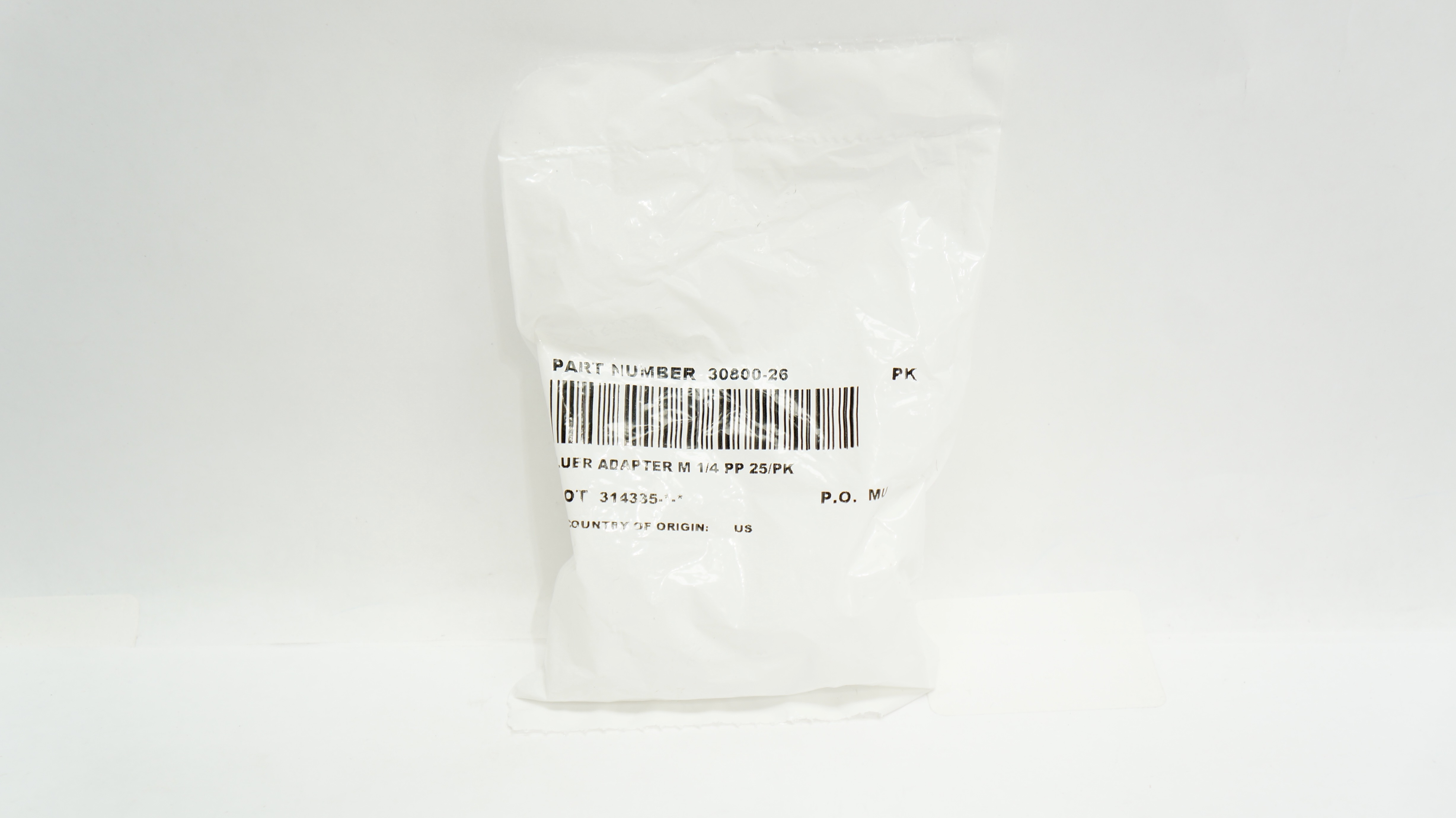 John Morris 30800-26 Adapter,  Male Luer, Straight,  Pp. 1/4inch - Pack of 25
