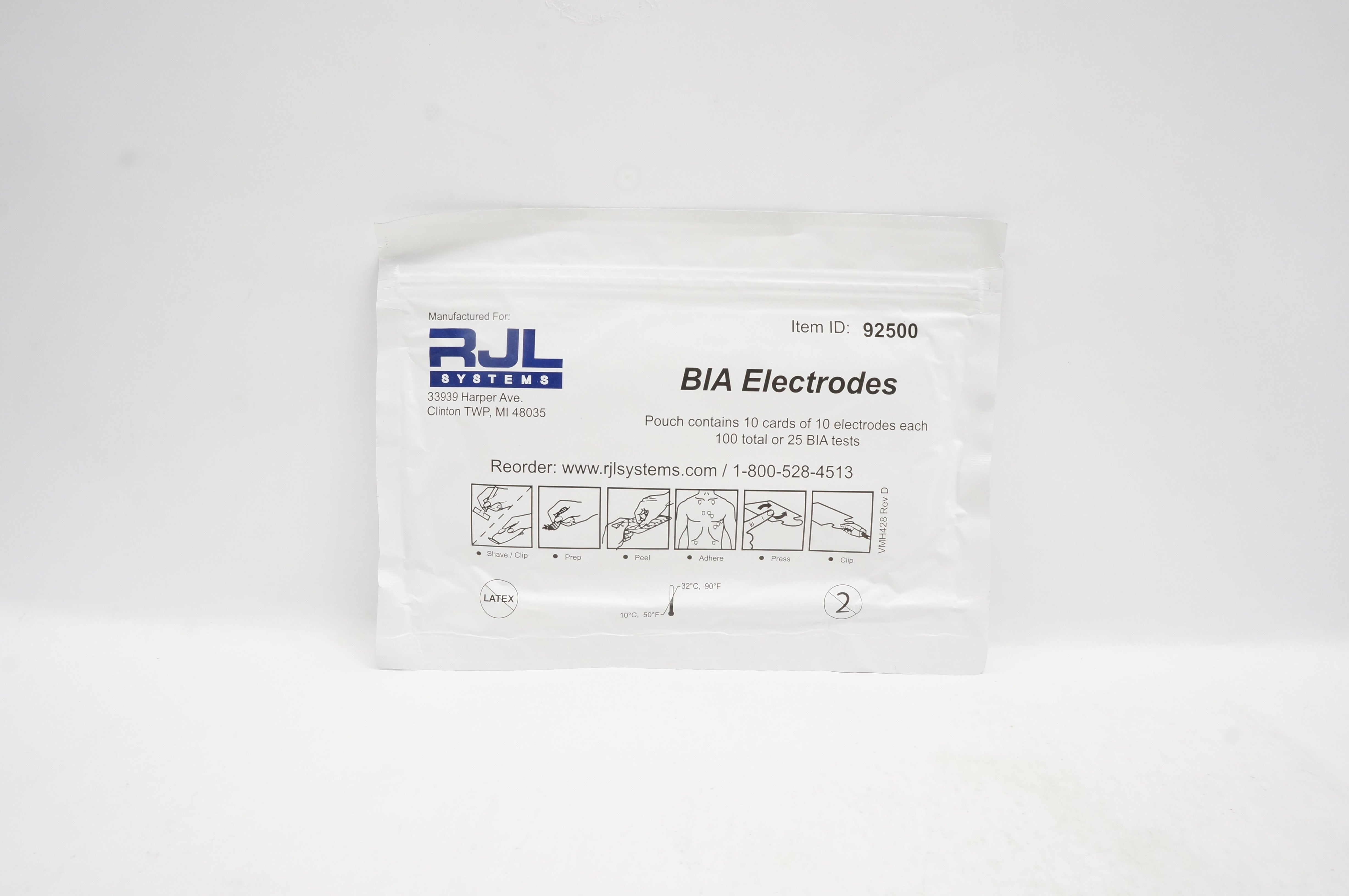 RJL Systems 92500 BIA Electrodes (x) - Pouch of 100