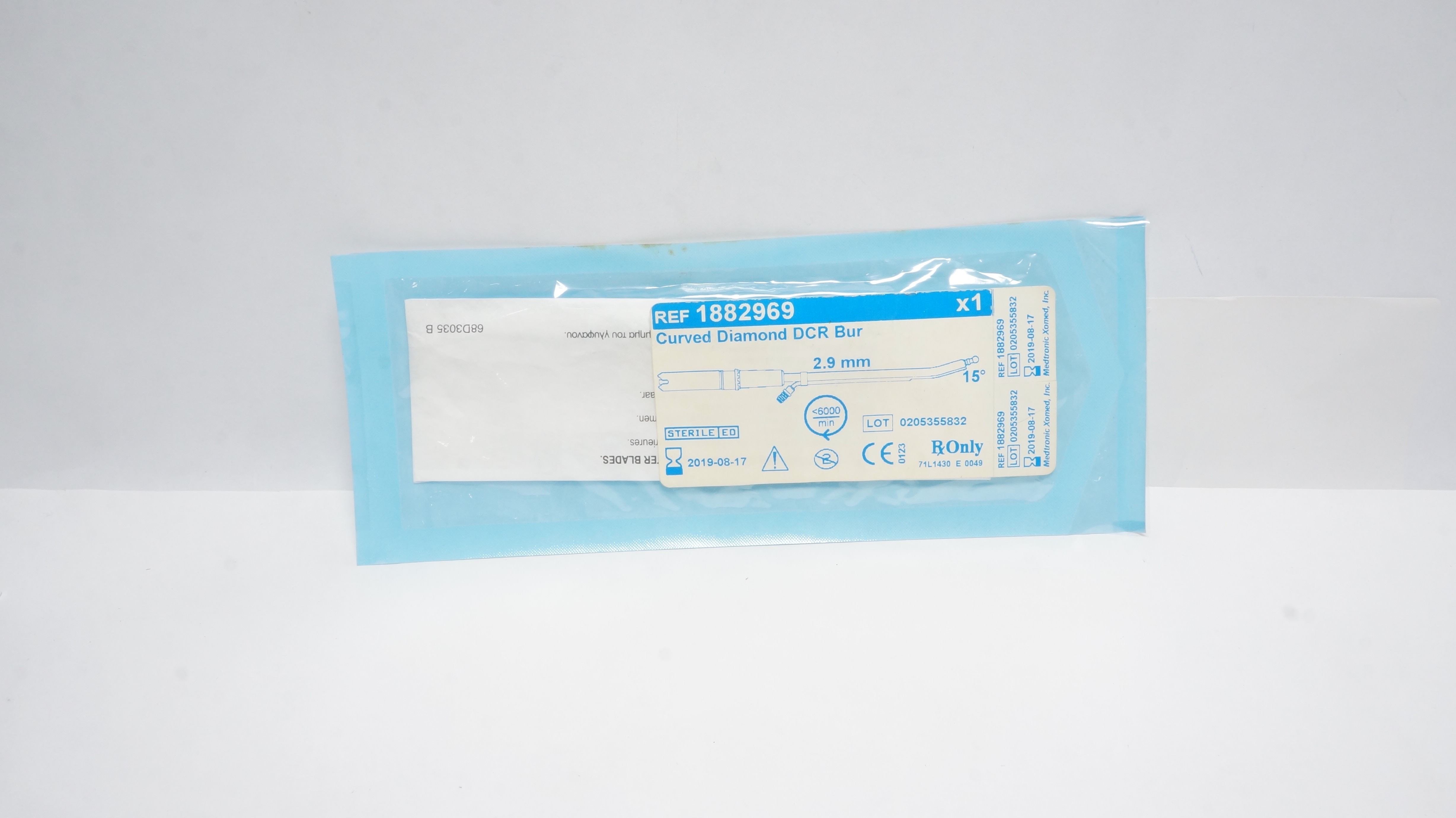 Medtronic 1882969 Curved Diamond DCR Bur 2.9 mm x 15 degree (x)