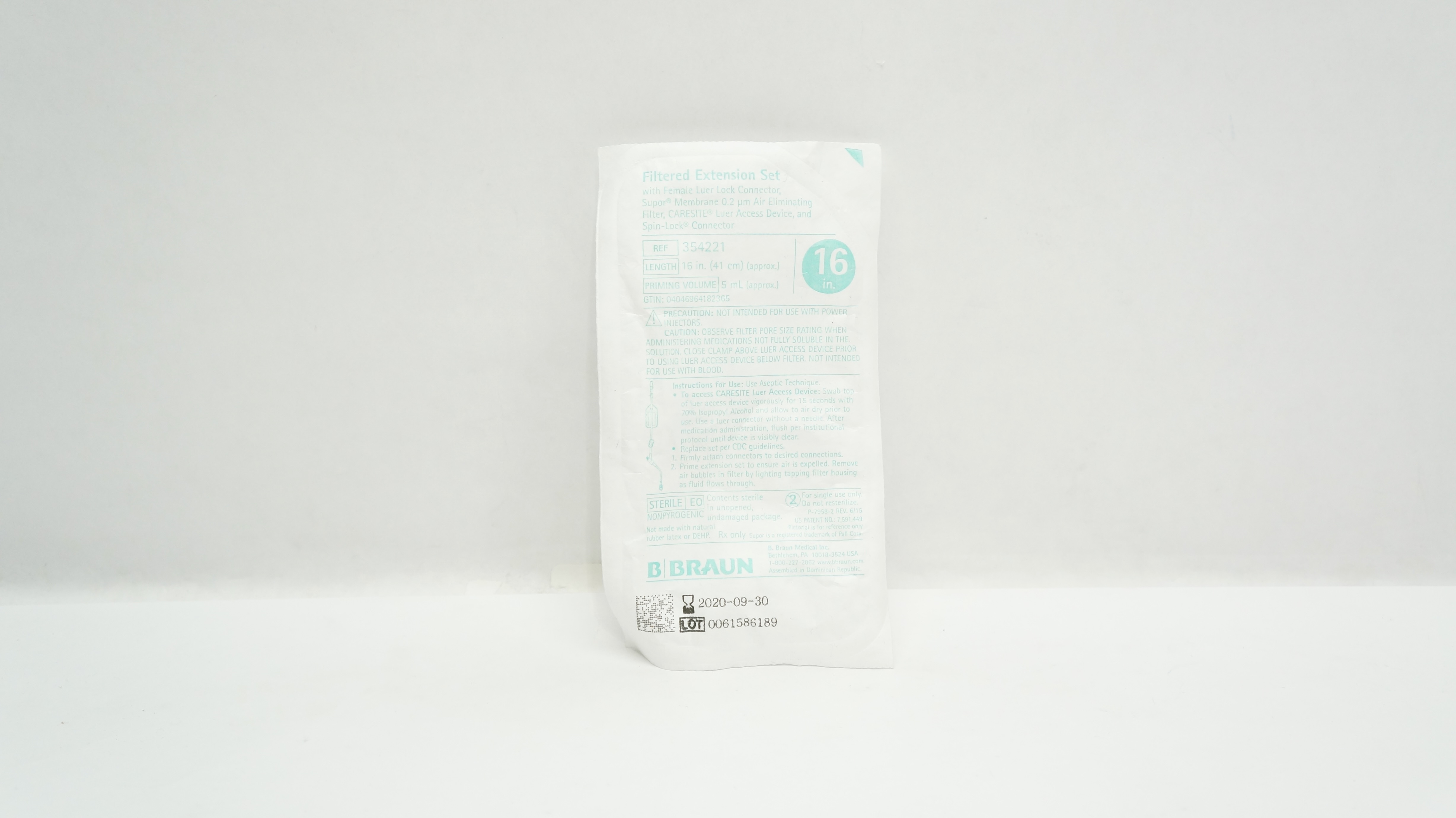 Braun 354221 Filtered Extension Set w/Female Luer Lock Connector 16inch x 5mL(x)