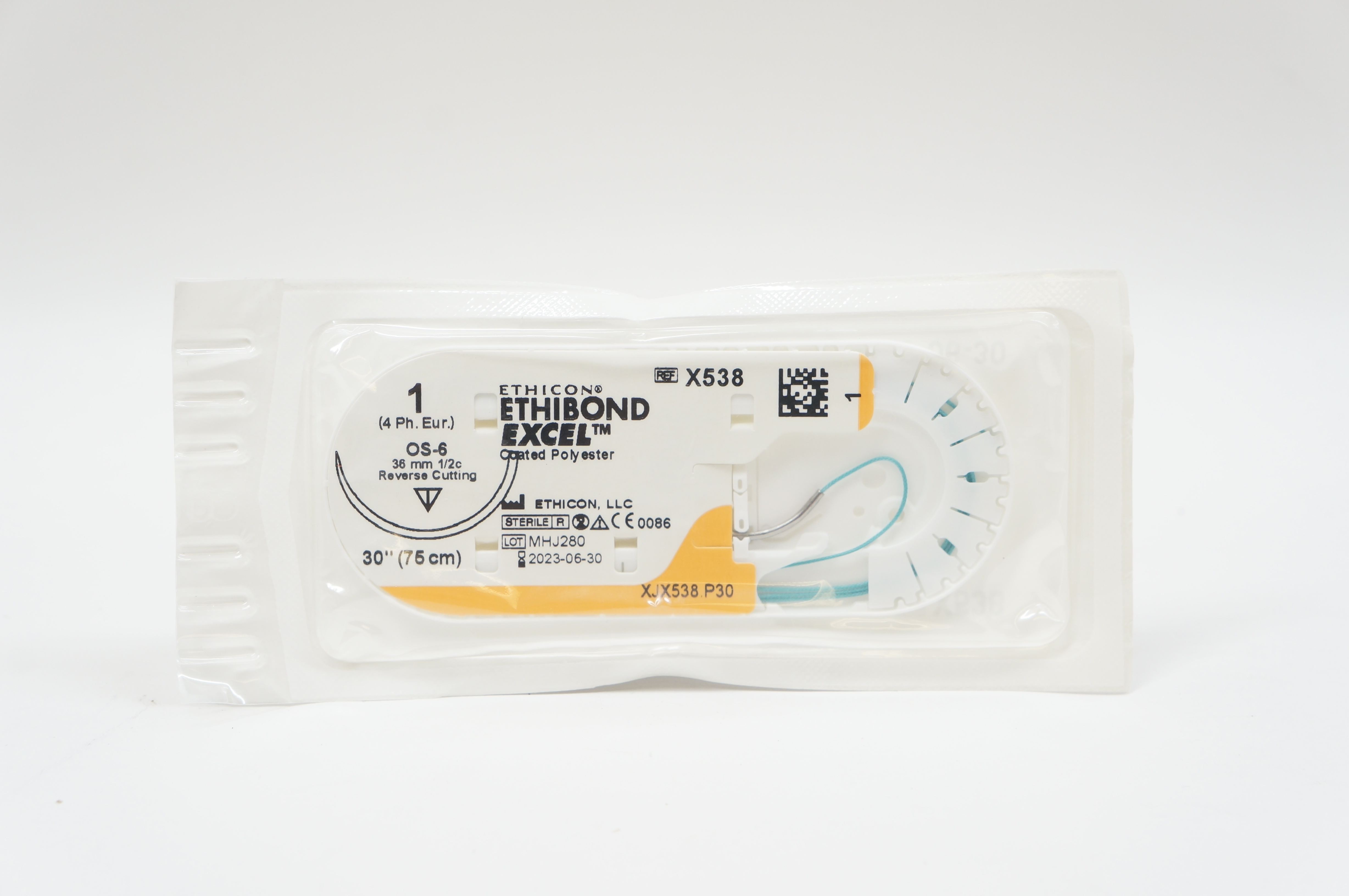 Ethicon X538 1 ETHIBOND EXCEL, OS-6, 36mm 1/2c Reverse Cutting, 30inch