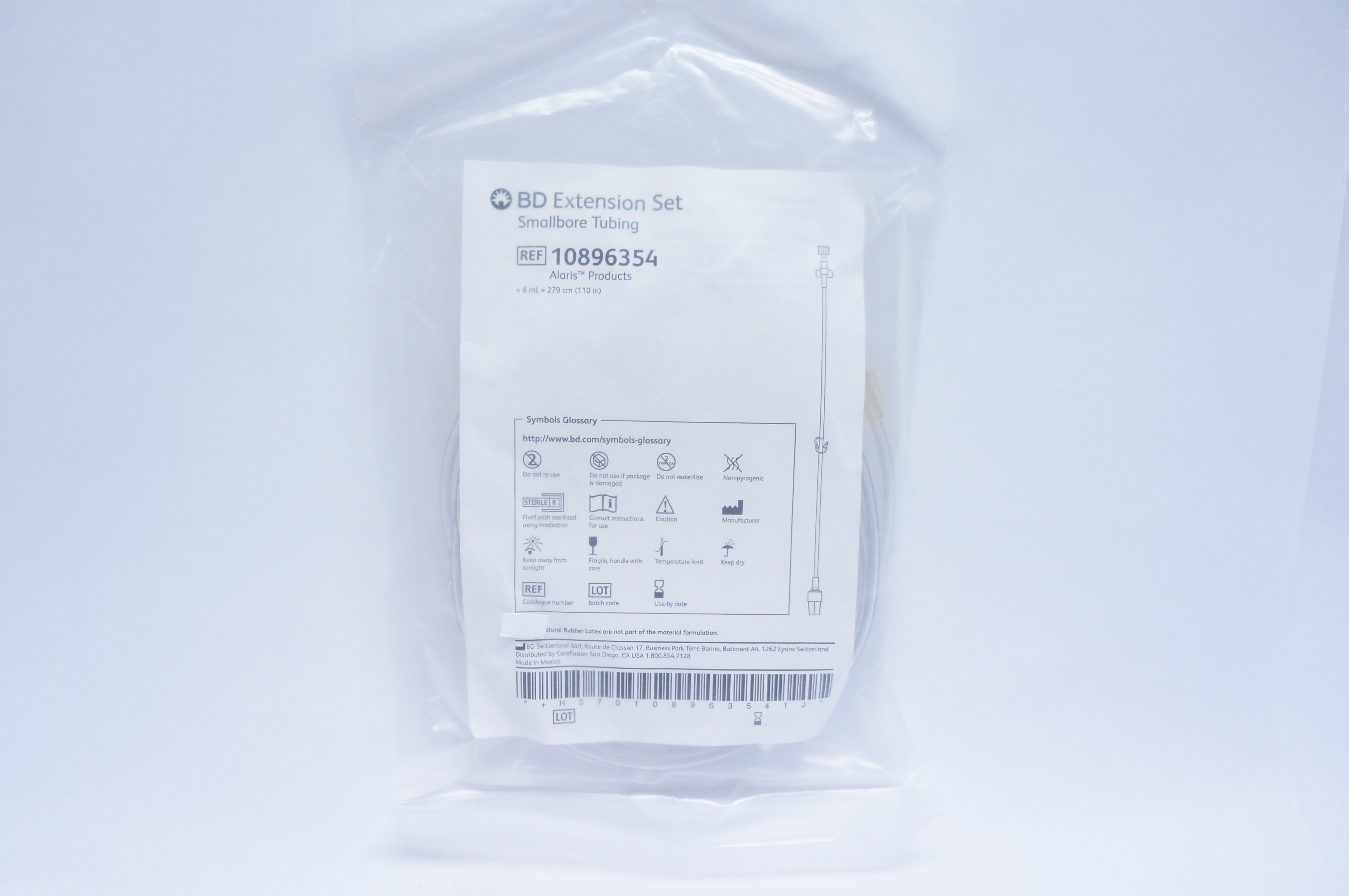 BD 10896354 Extension Set Smallbore Tubing 6ml, 110inch