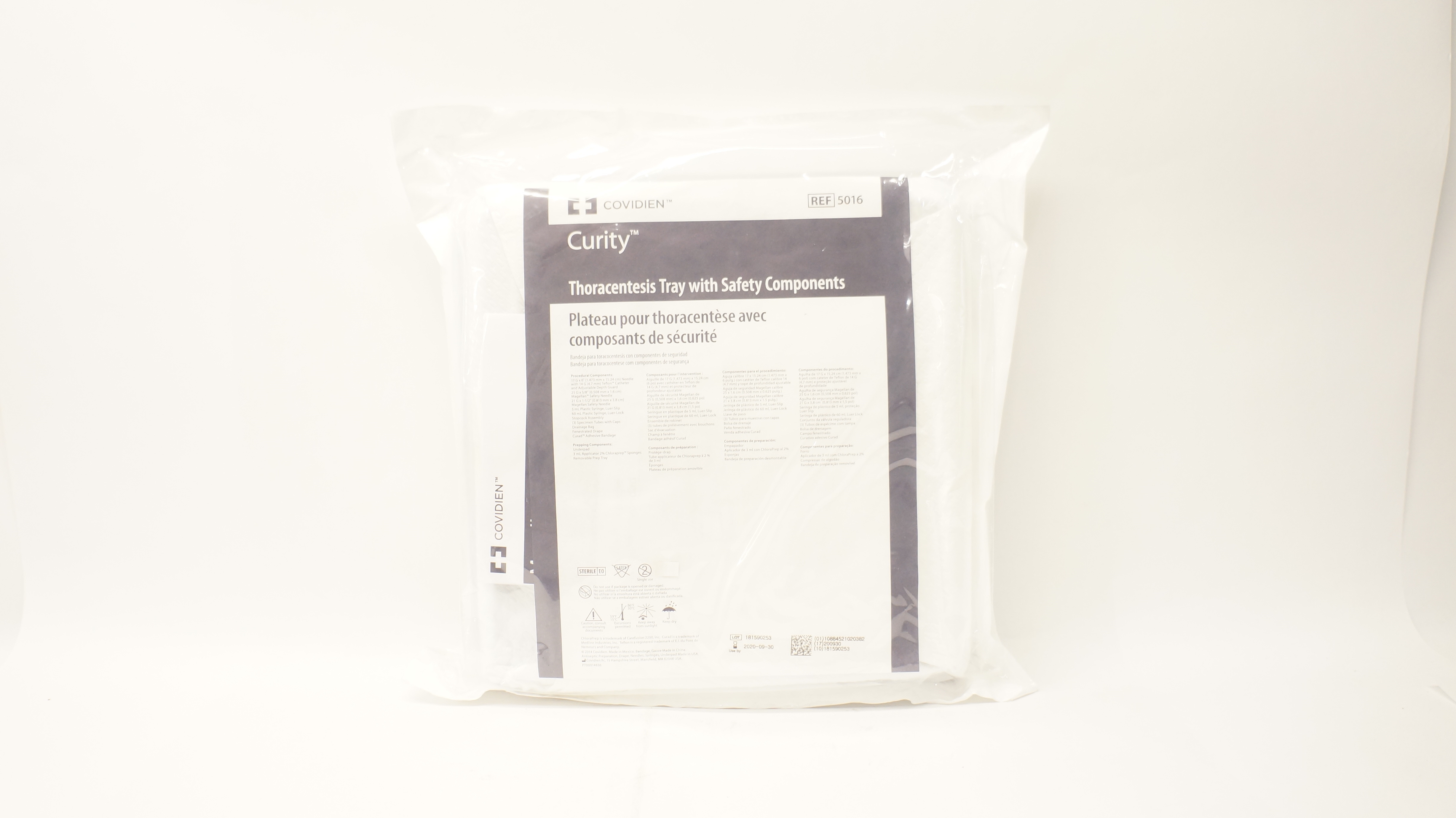 Covidien 5016 Curity Thoracentesis Tray with Safety Components (x)