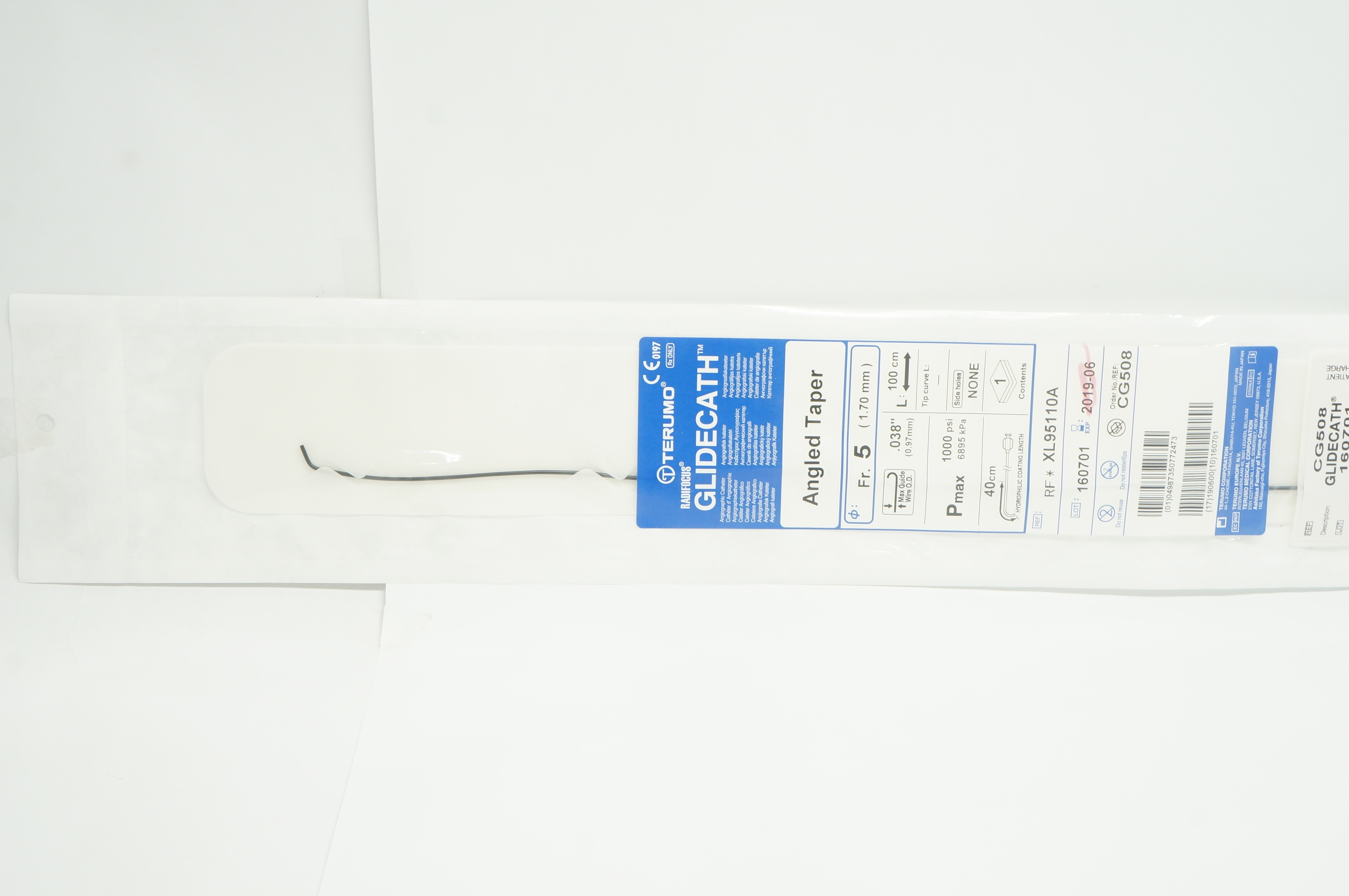 Terumo XL95110A Radifocus Glidecath Angiograthic Cath. 5Fr. x 100cm (x)