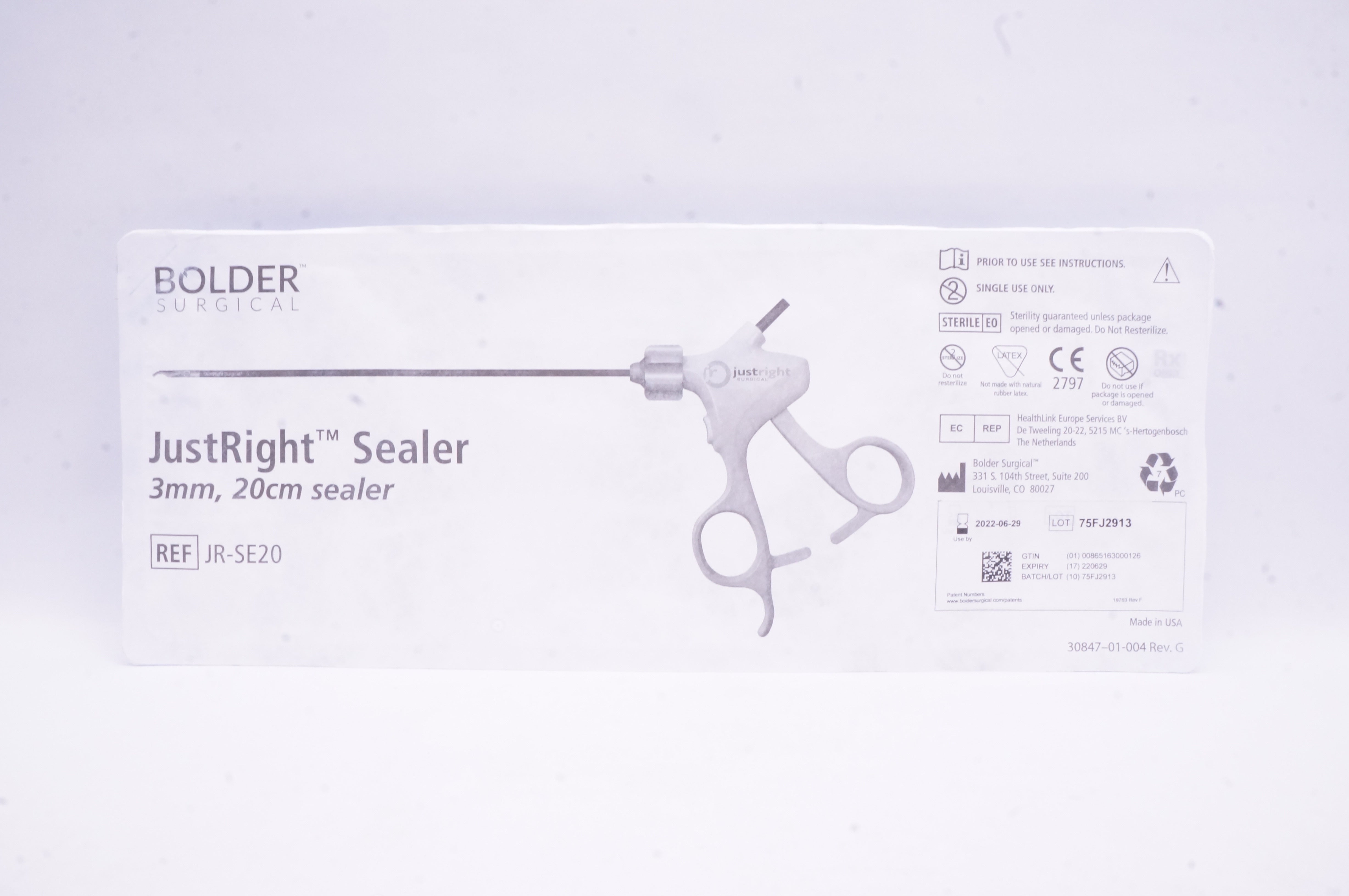 Bolder Surgical JR-SE20 JustRight Sealer 3mm, 20cm