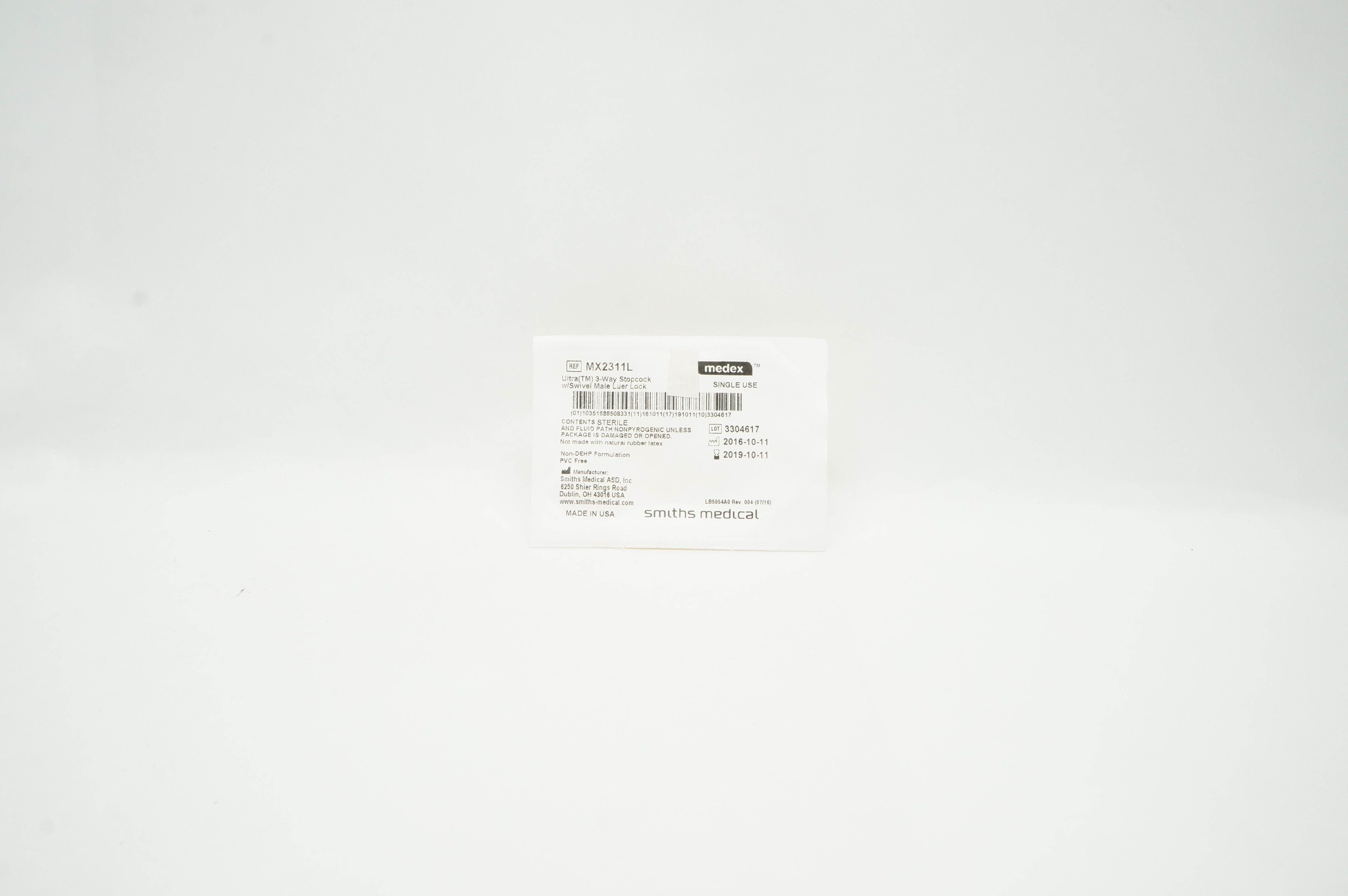 Smiths Medical MX2311L Medex 3-Way Stopcock w/Swivel Male Luer Lock (x)