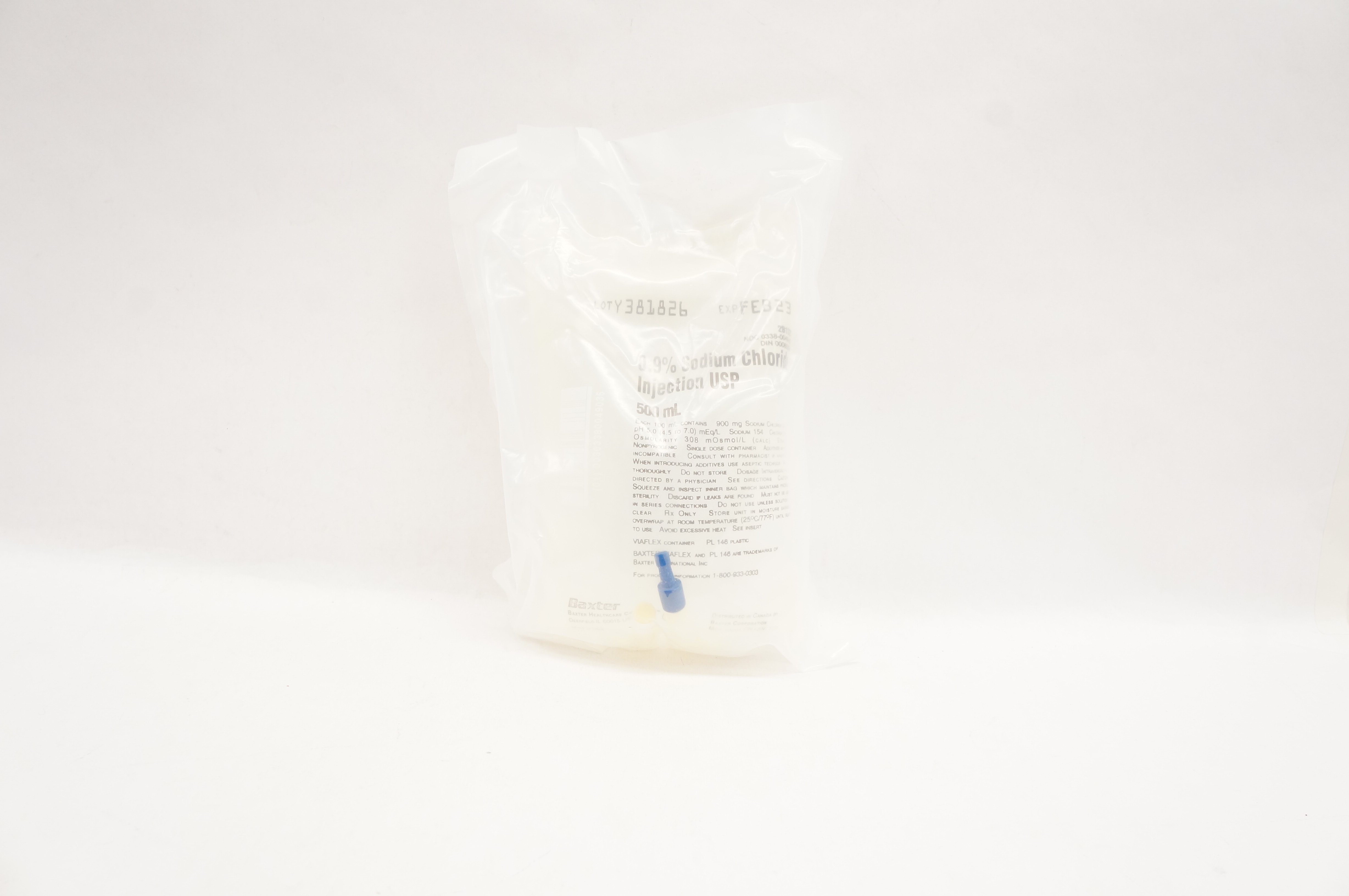 Baxter 2B1323 0.9% Sodium Chloride Injection USP 500 mL