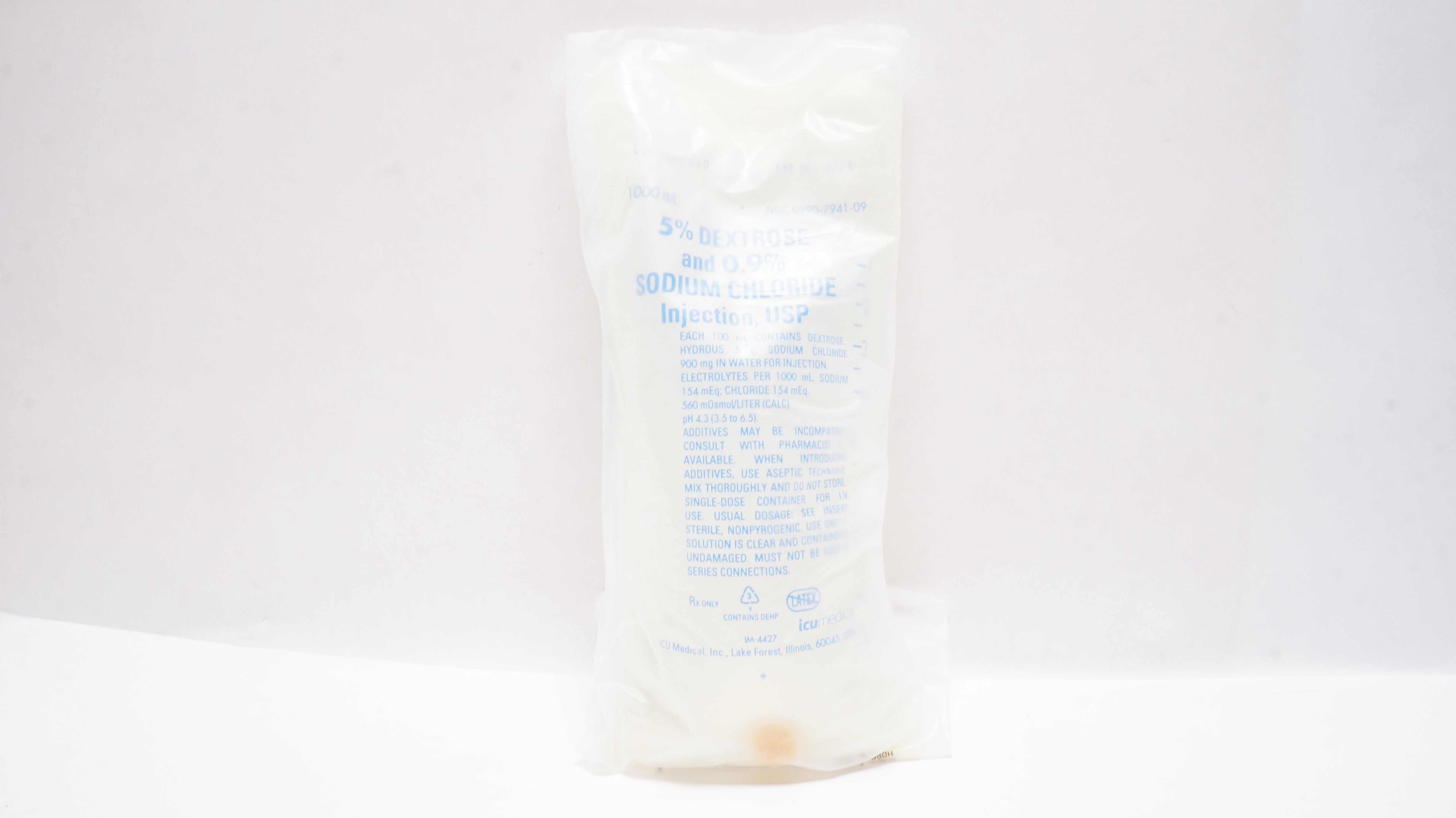 ICU Medical IM-4427 5%Dextrose and 0.9% Sodium Chloride Injection, USP 1000mL
