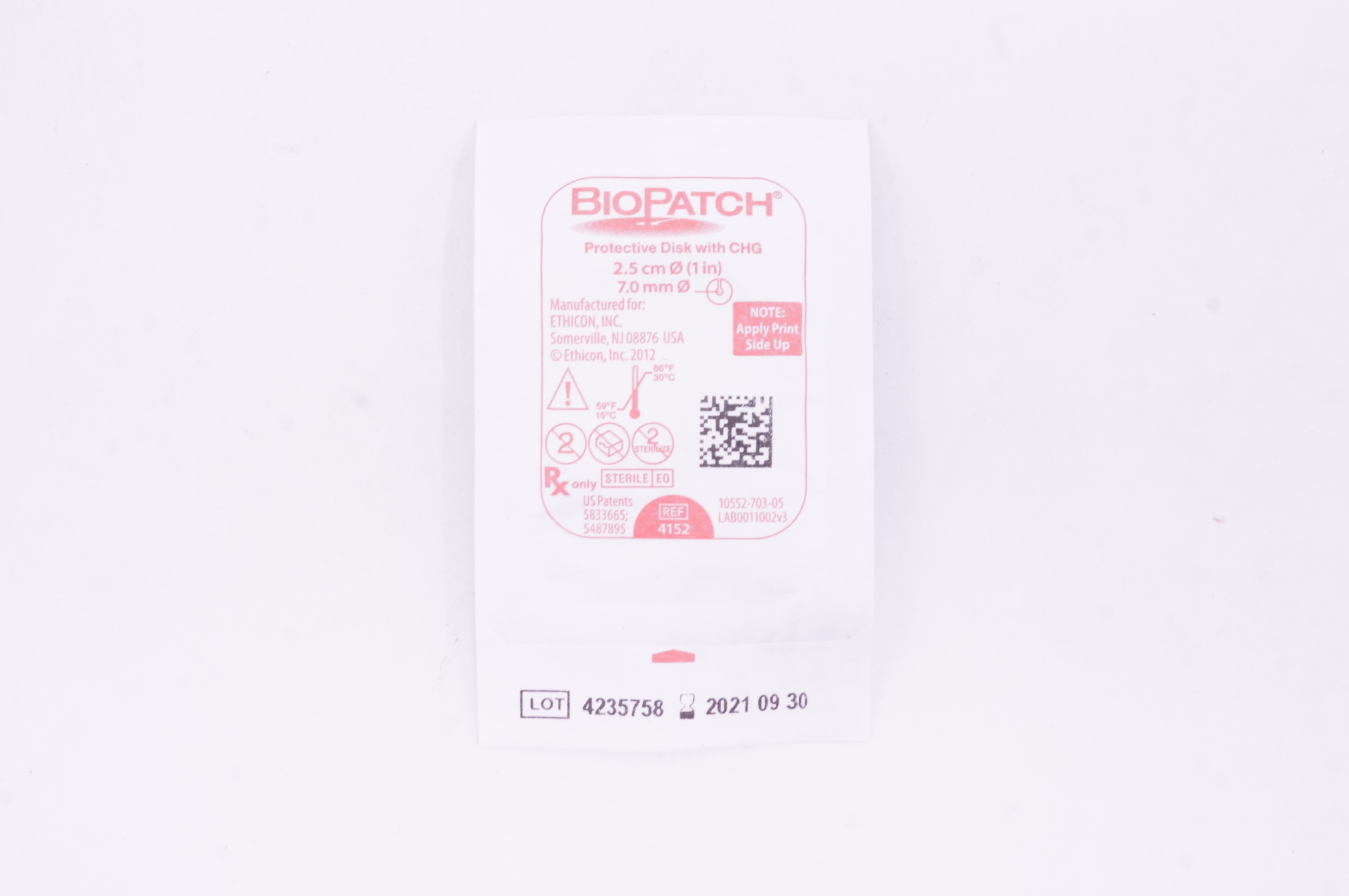 Ethicon 4152 BioPatch Protective Disk with CHG 1inch x 7.0mm (x)