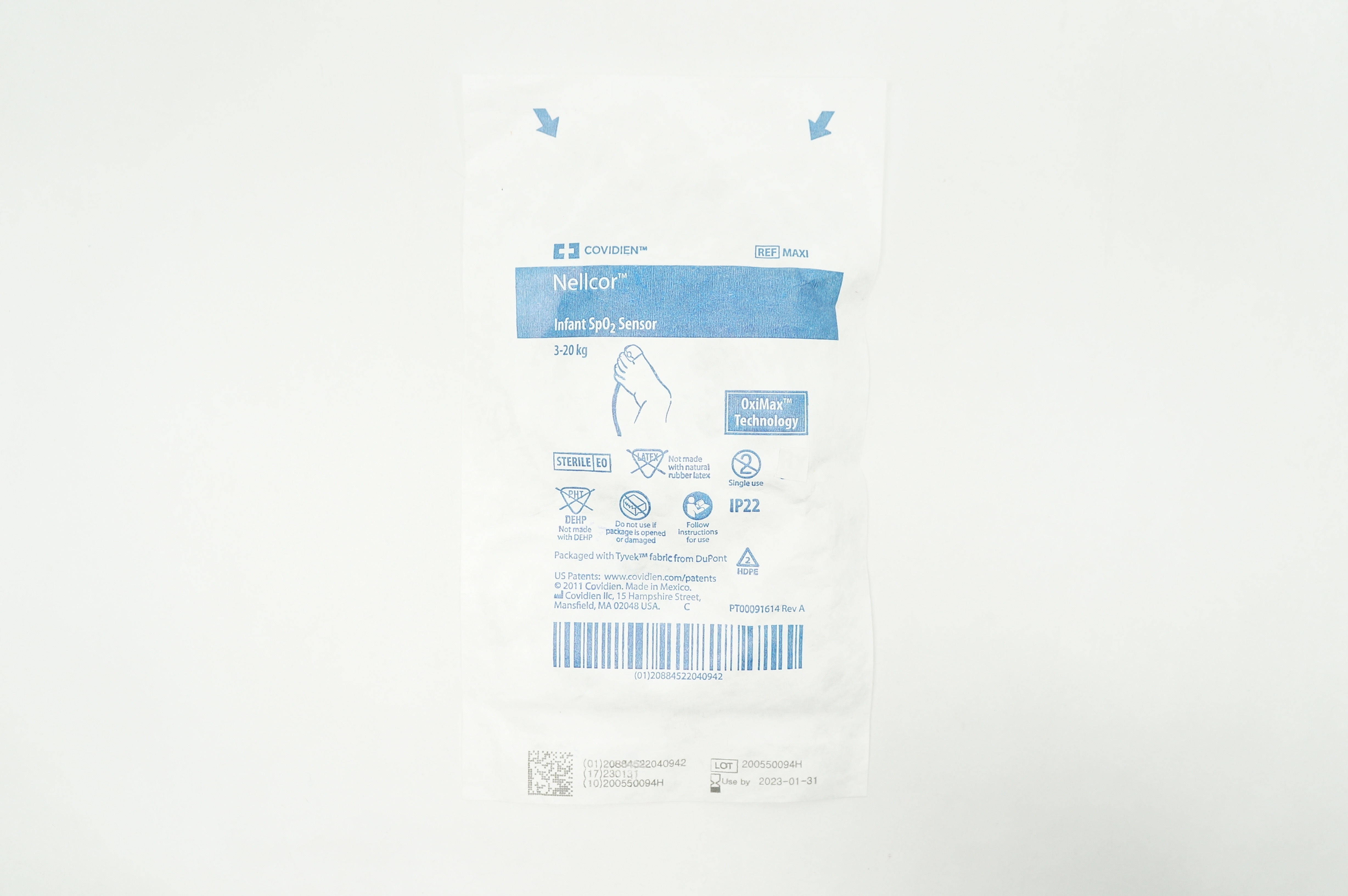 Covidien MAXI Nellcor Infant SpO2 Sensor OxiMax Technology 3-20kg