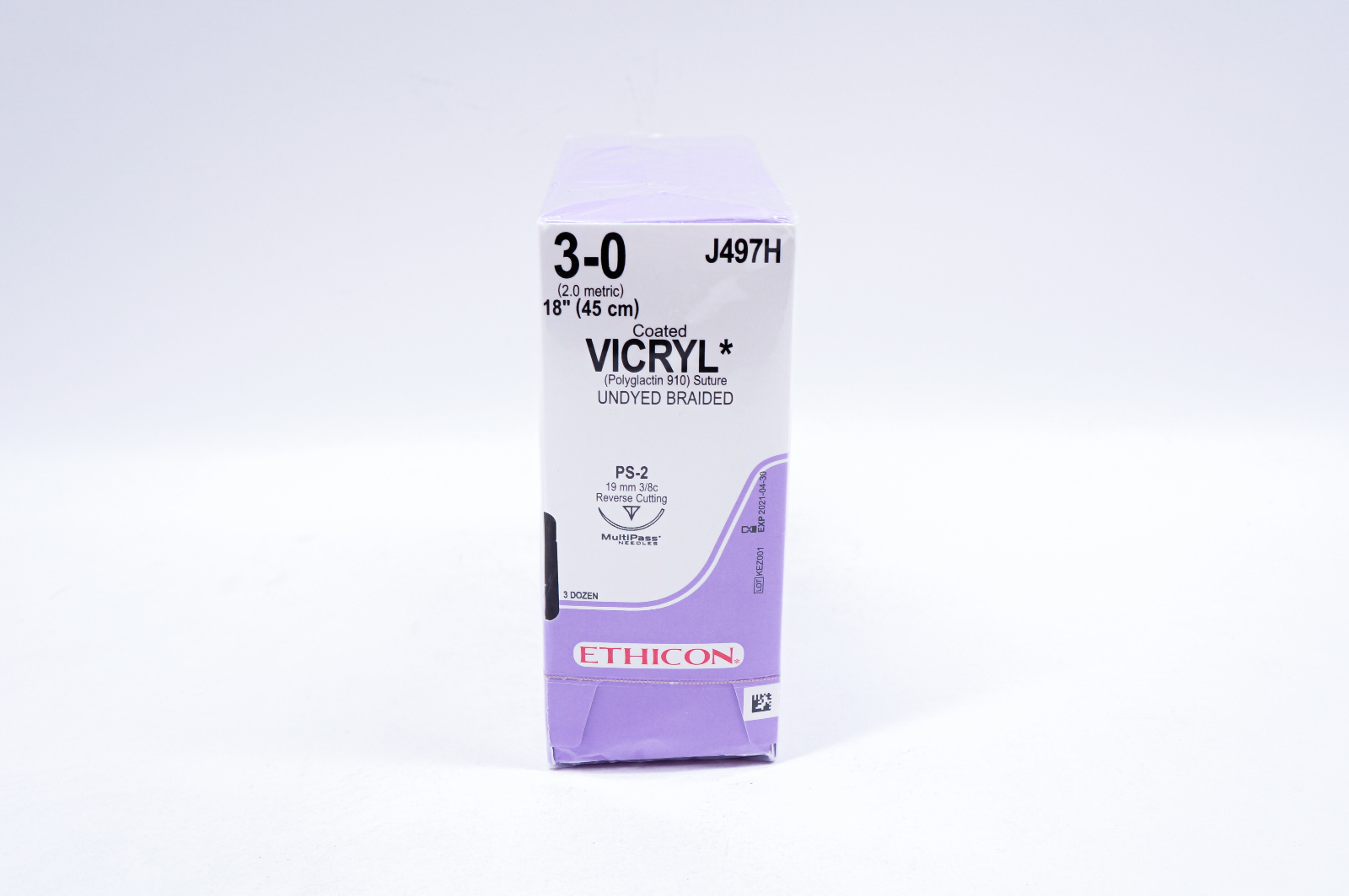 Ethicon J497H 3-0 VICRYL, PS-2, 19mmm 3/8c, 18inch - Box of 36