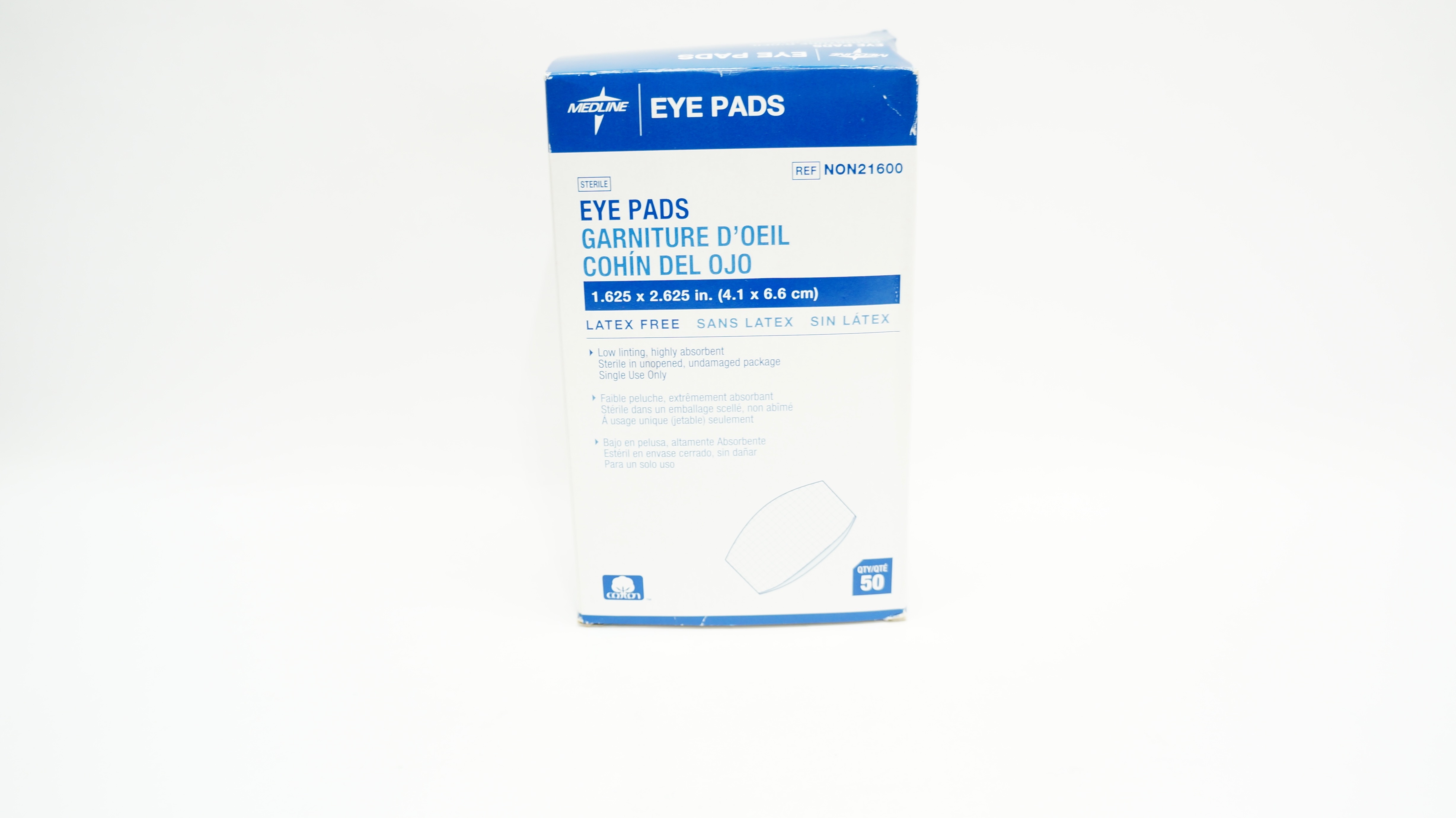 Medline NON21600 Eye Pads Latex Free 1-5/8inch x 2-5/8inch - Box of 50
