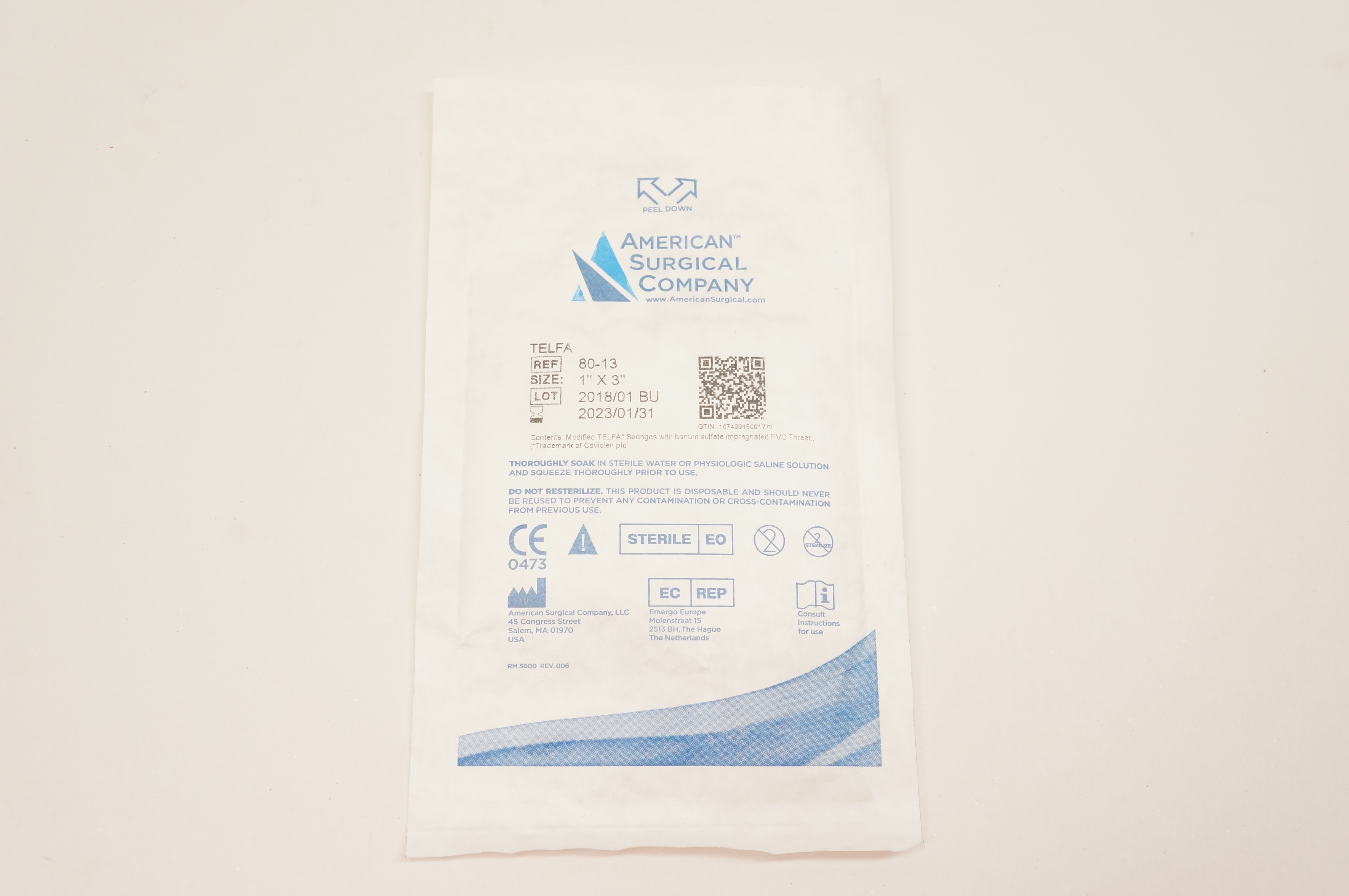 American Surgical 80-13 Telfa 1inch x 3inch