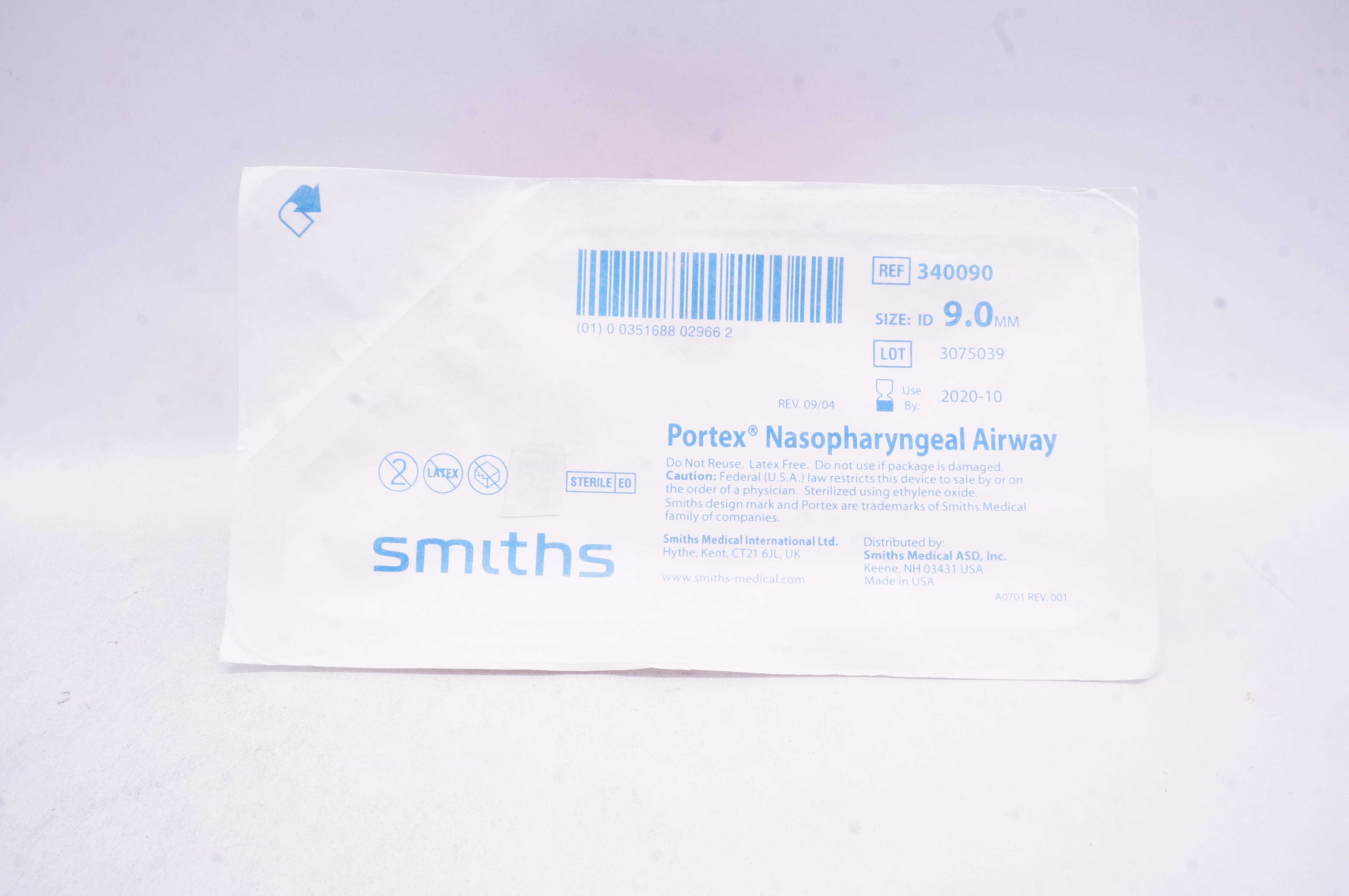 Smiths Medical 340090 Portex Nasopharyngeal Airway ID 9.0mm (x)