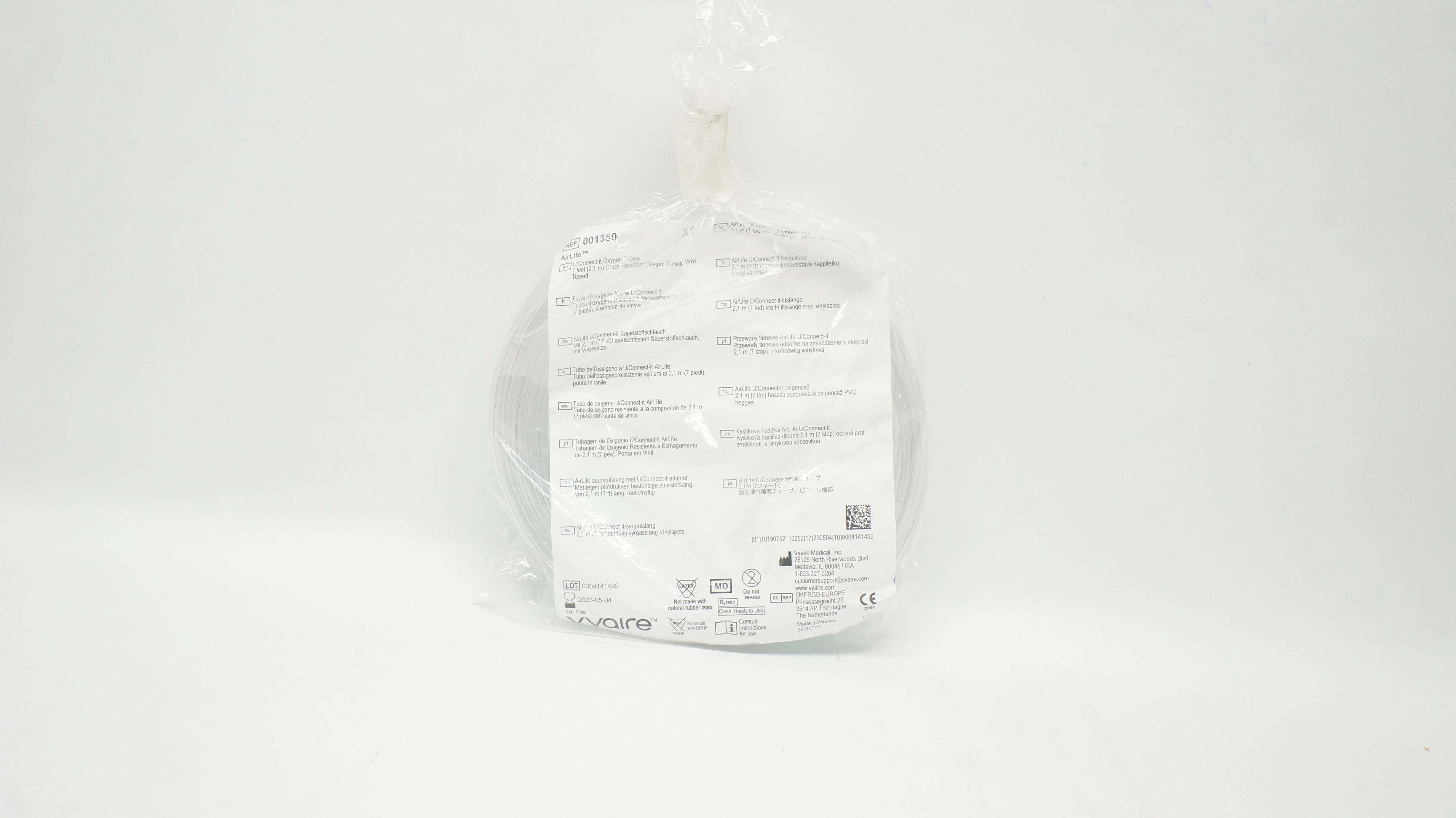 Vyaire 001350 Airlife U/Connect-it Oxygen Tubing 7 feet