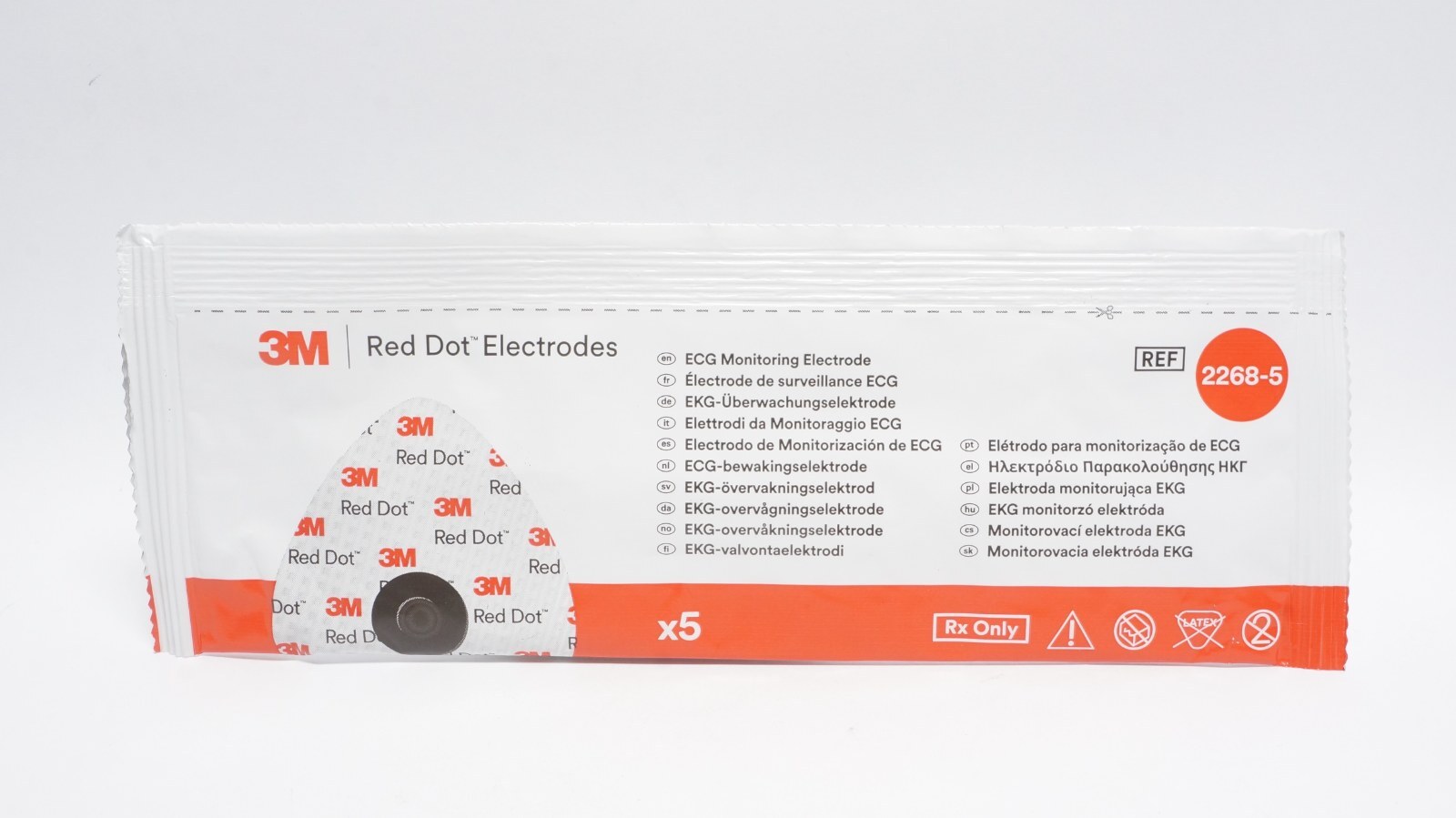 3M 2268-5 Red Dot Electrodes ECG Monitoring Pack of 5