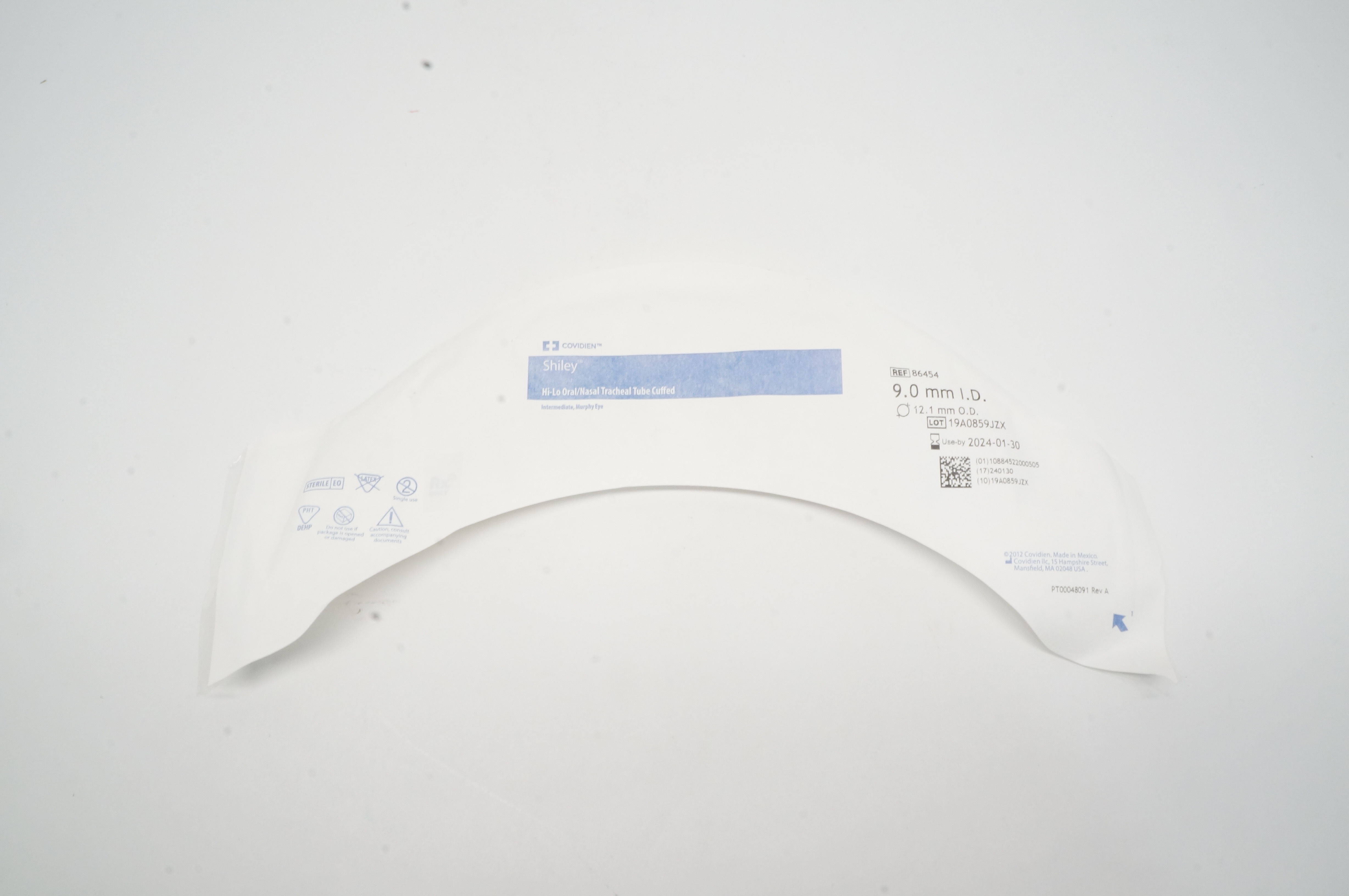 Covidien 86454 Shiley Hi-Lo Oral/Nasal Tracheal Tube Cuffed 9.0mm ID x 12.1mm OD