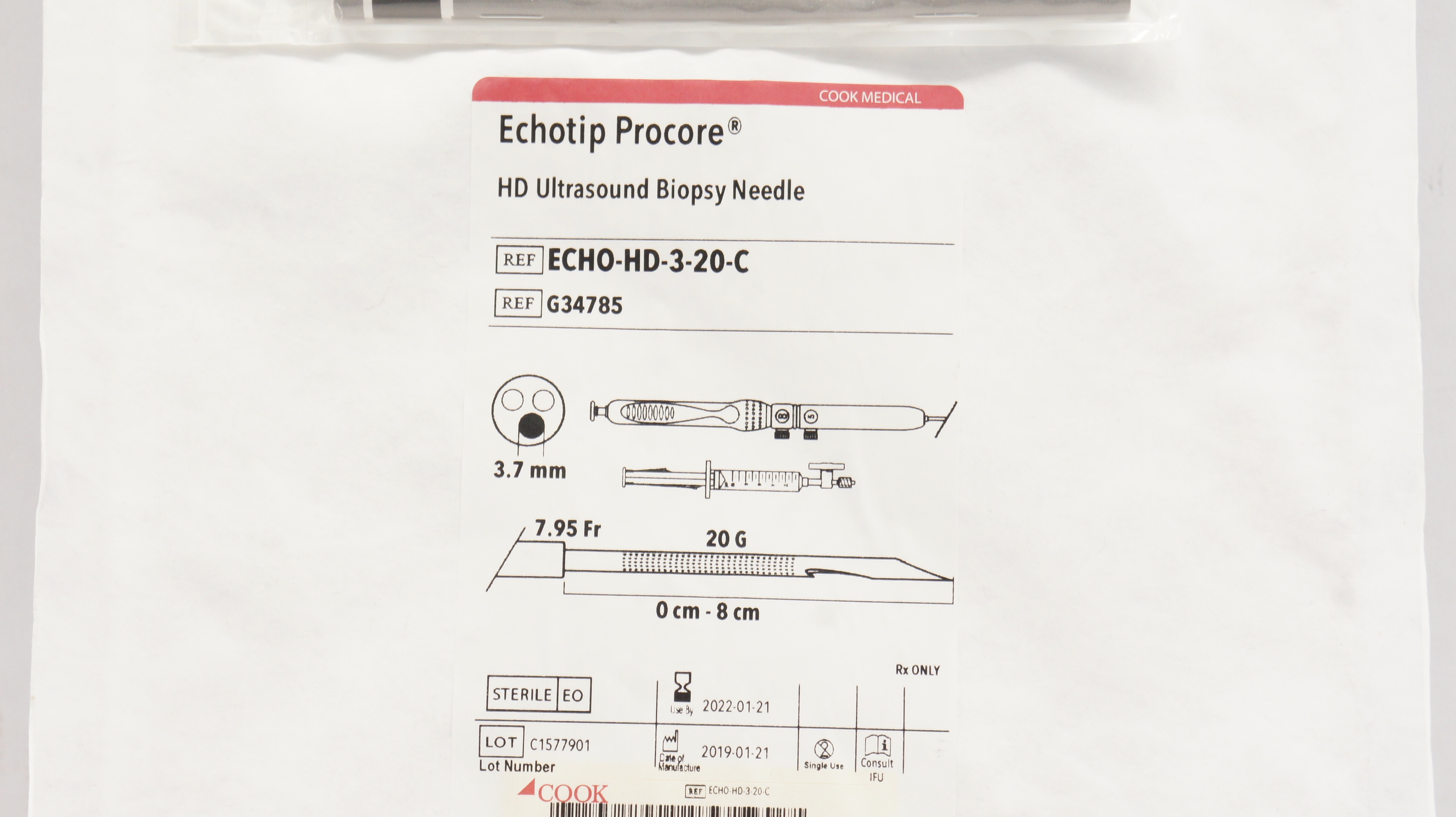 Cook Medical G34785 Echotip Procore HD Ultrasound Biopsy Ndle 7.95Fr x 20G (x)