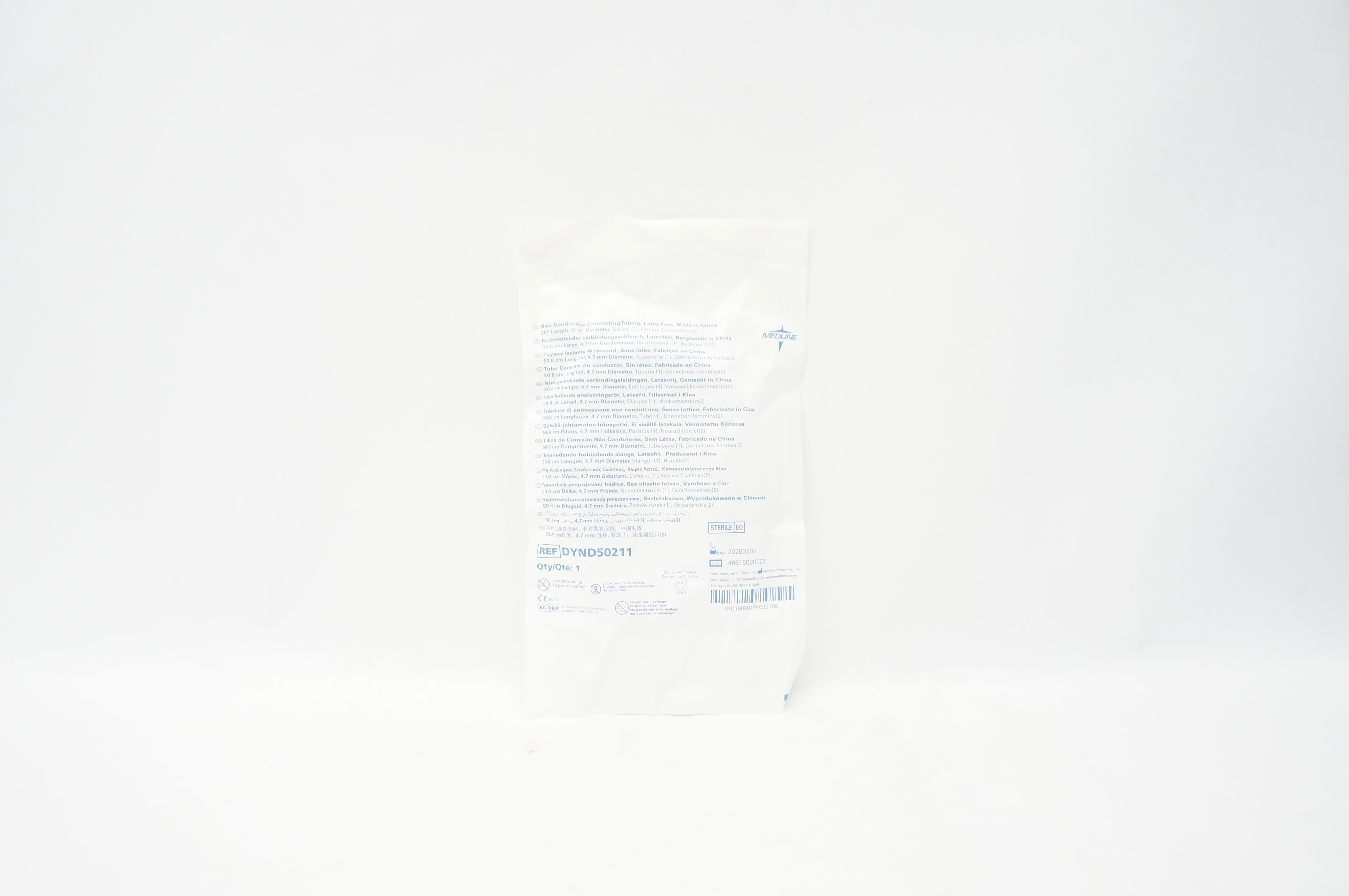 Medline DYND50211 Non Conductive Connecting Tubing 20inch x 3/16inch (x)