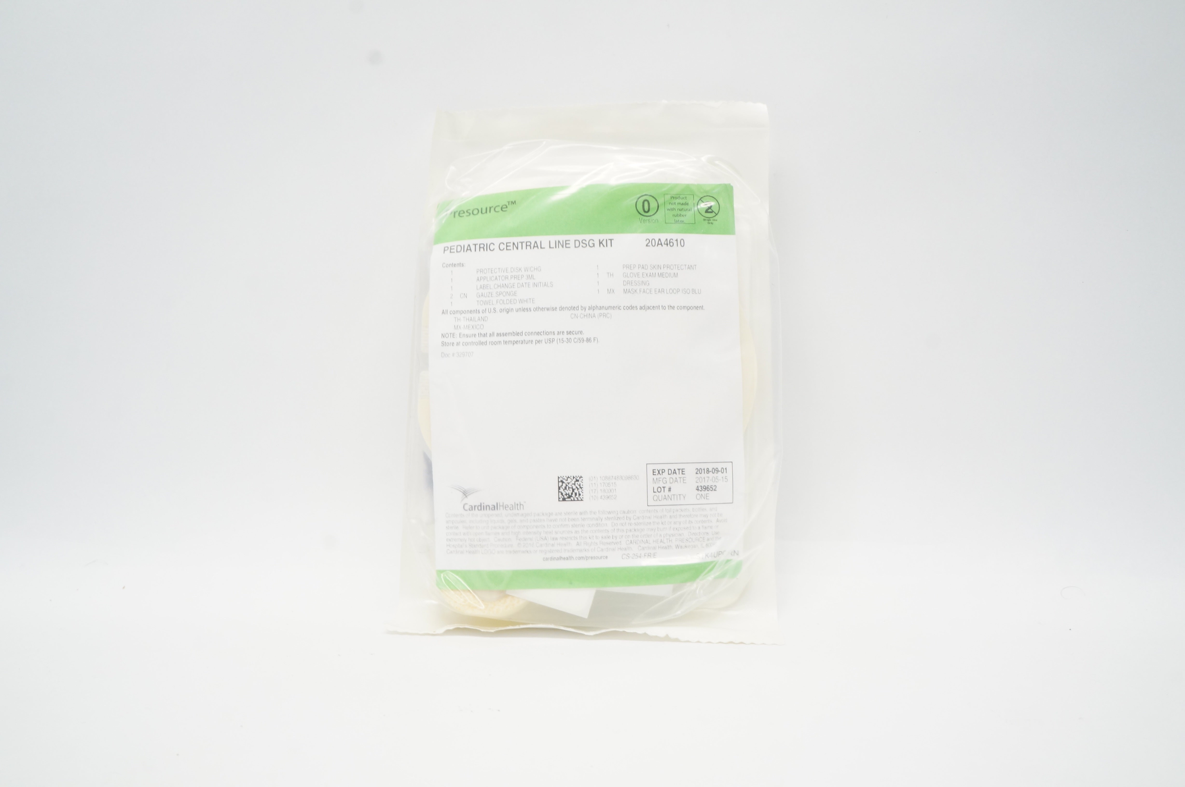 Cardinal Health 20A4610 Presource Pediatric Central Line DSG Kit (x)