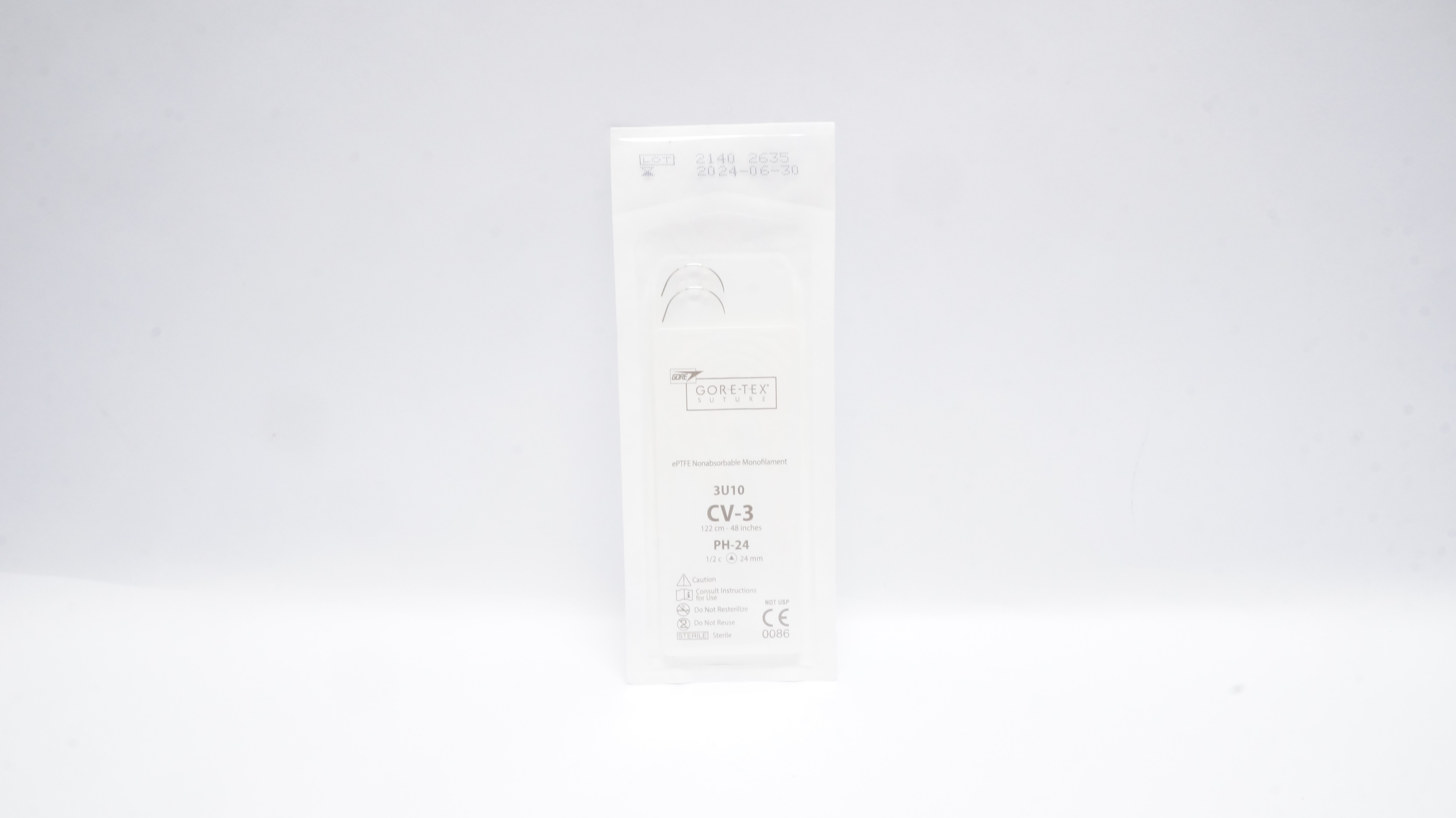 Gore 3U10 ePTFE Nonabsorbable Monofilament CV-3 122cm -48In PH-24 1/2c 24mm (x)