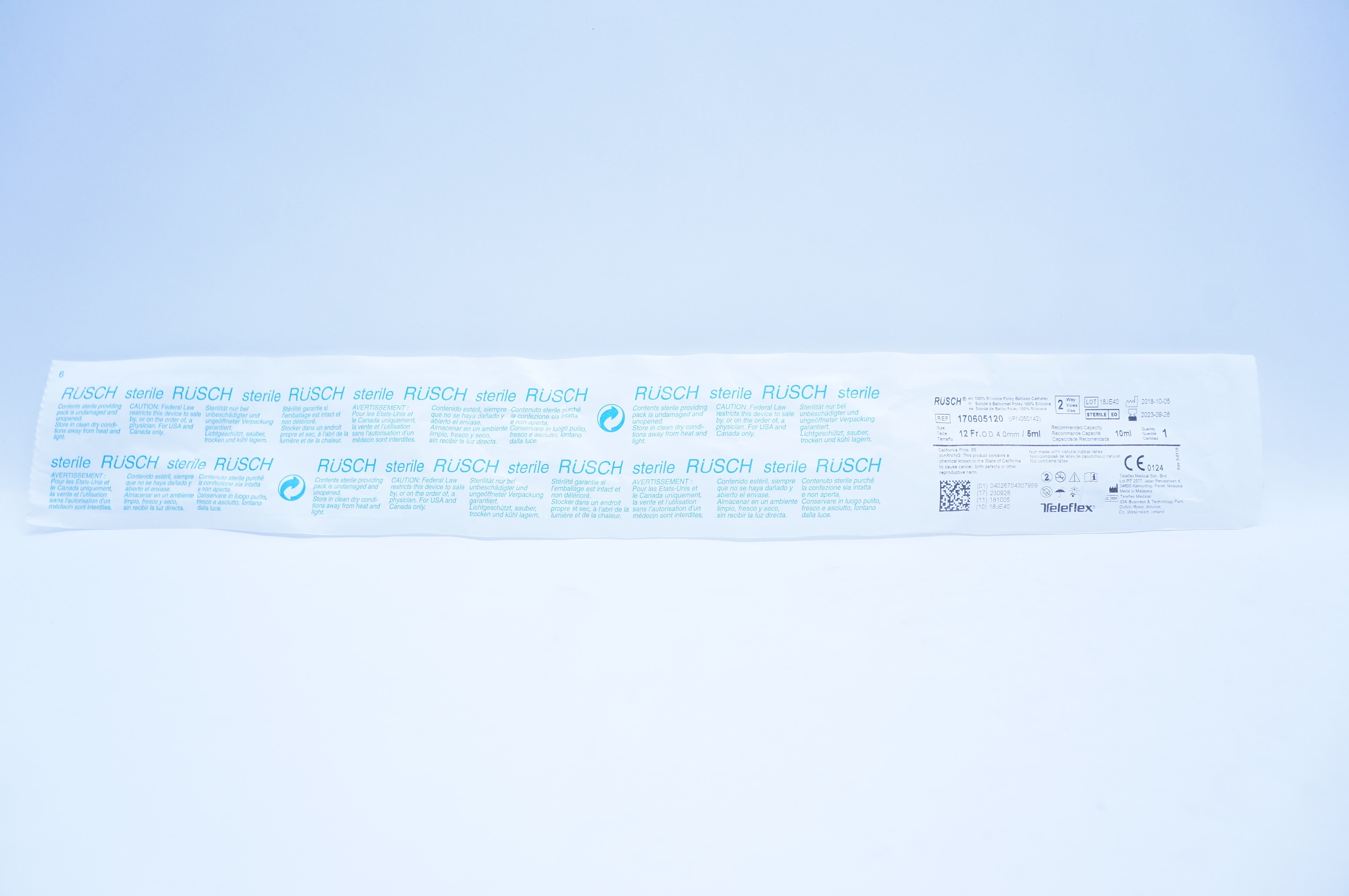 Teleflex 170605120 Rusch Silicone Foley Balloon Cath.12Fr. OD x 4.0mm./5ml.