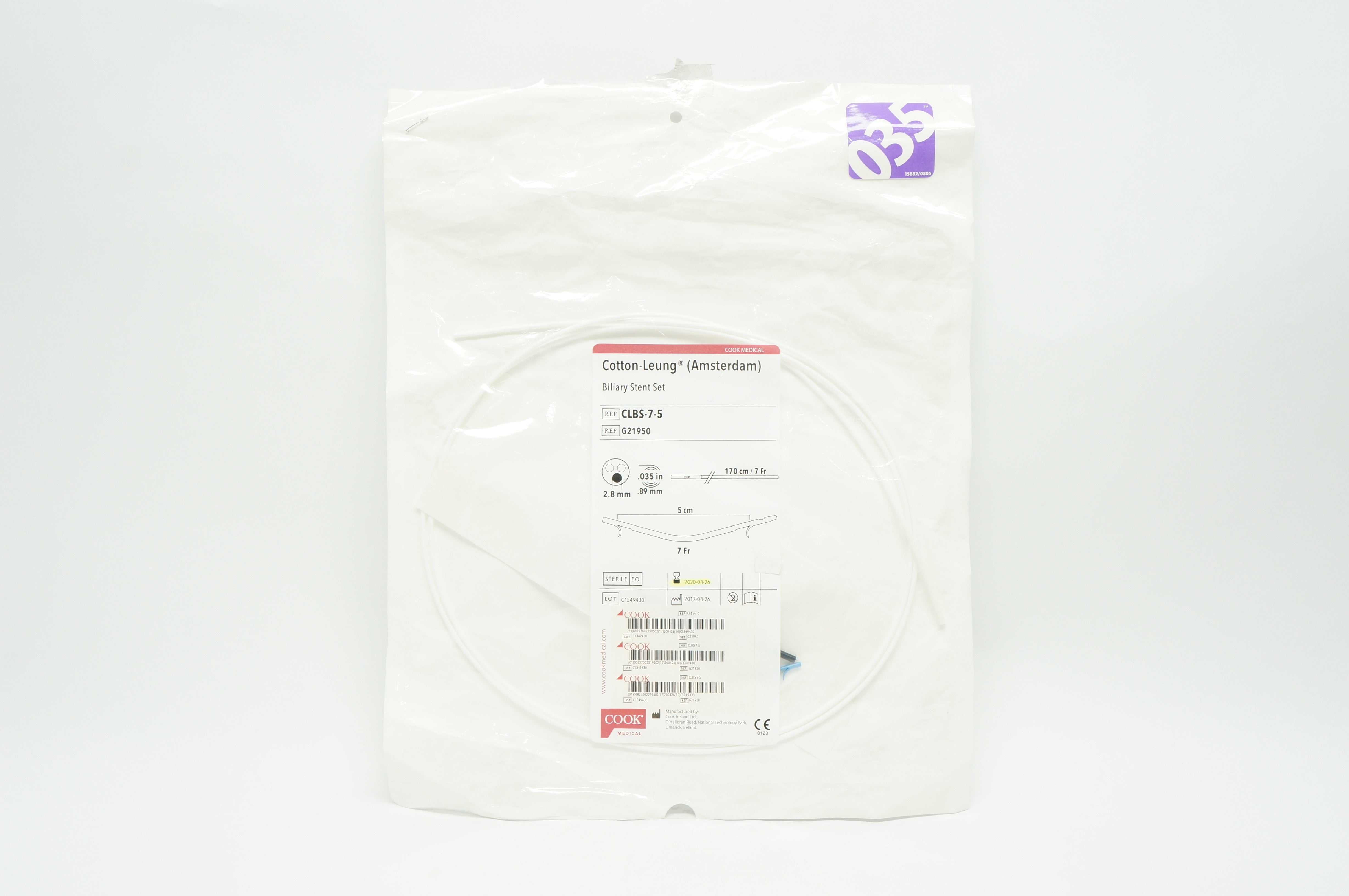 Cook Medical G21950 Cotton-Leung Biliary Stnt Set 2.8mm, 7Fr. x 5cm (x)