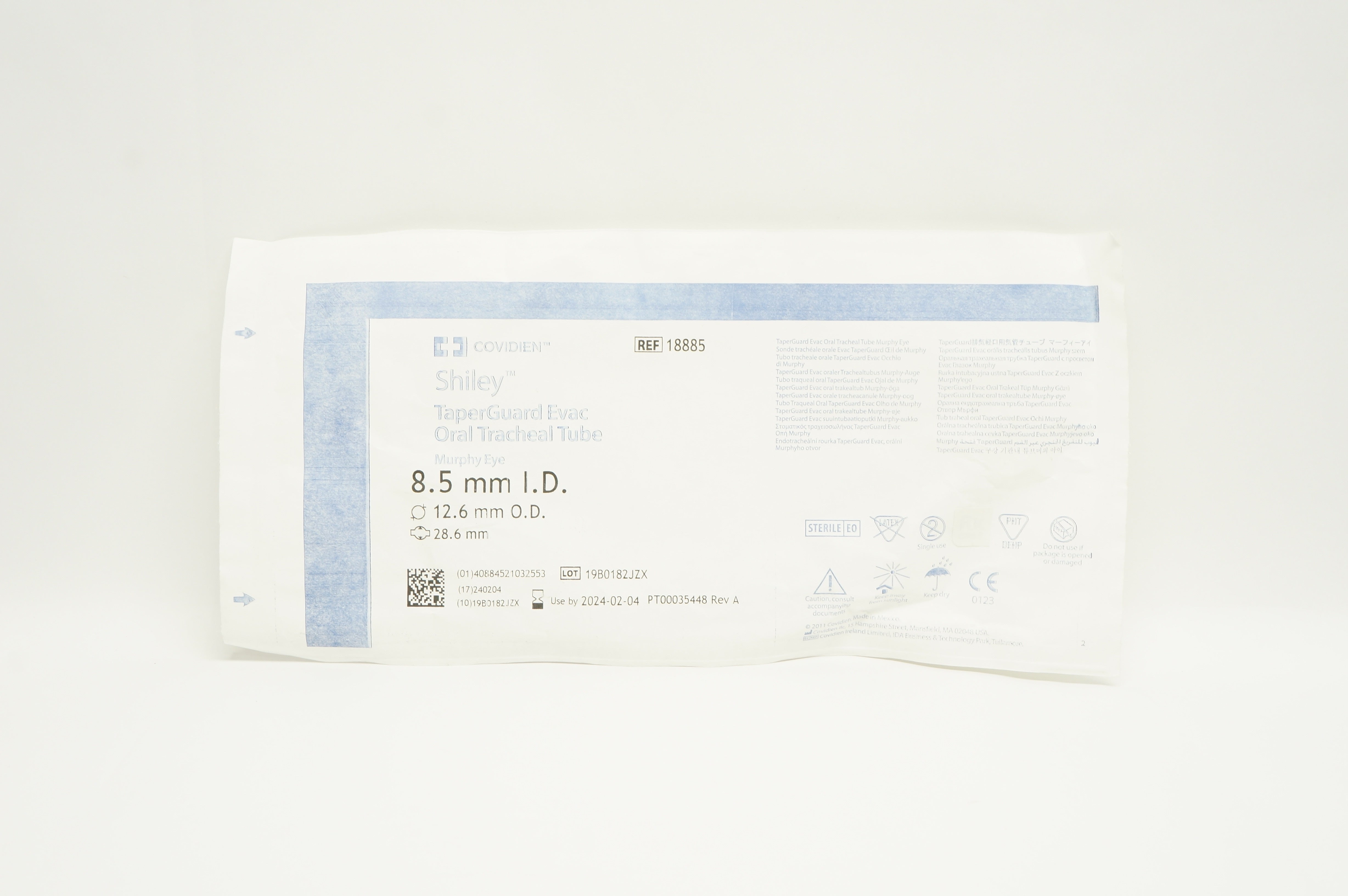 Covidien 18885 Shiley TaperGuard Evac Oral Tracheal Tube 8.5mm I.D.