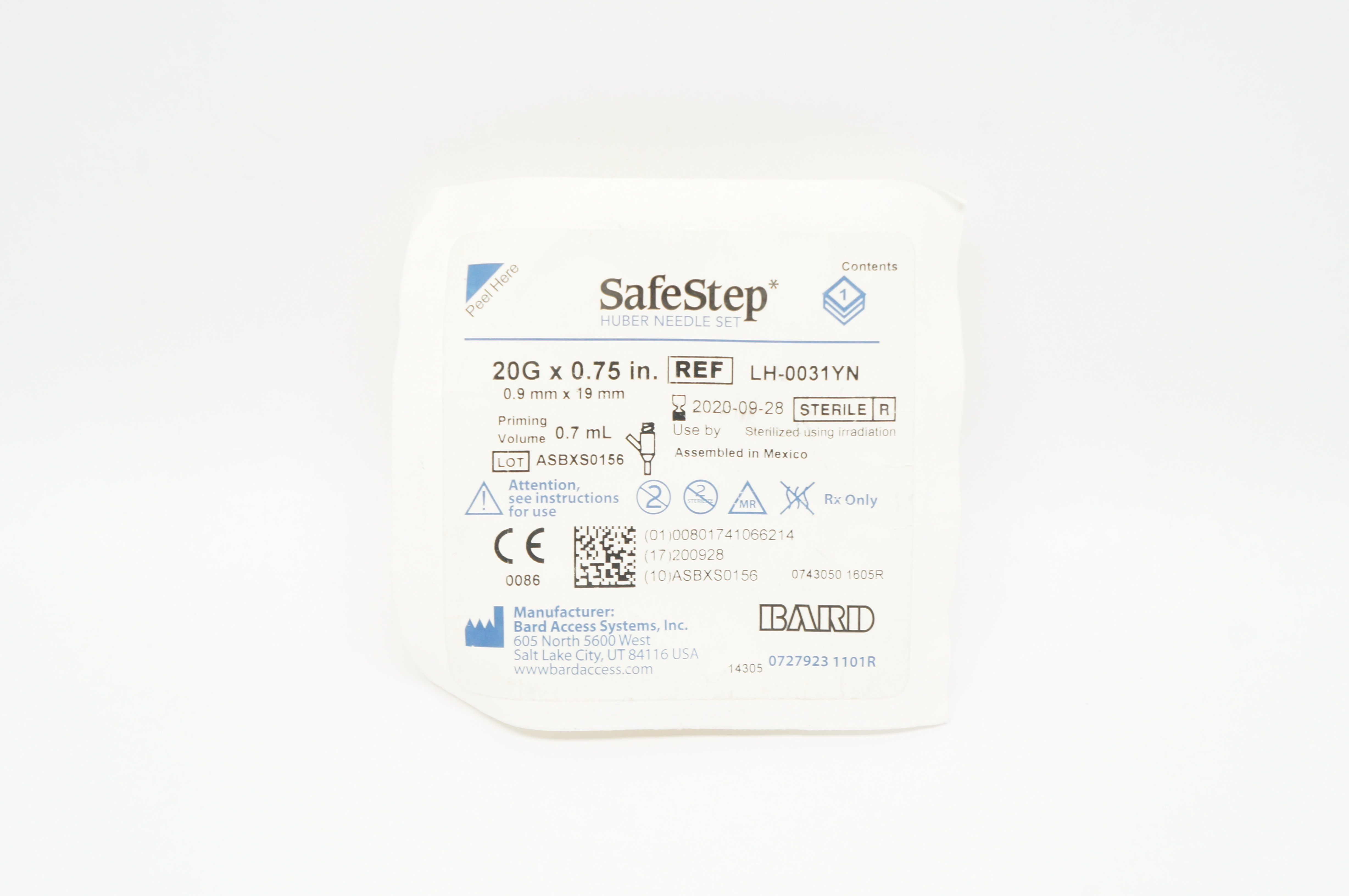 Bard LH-0031YN  SafeStep Huber Ndle. Set 20G x 0.75inch 0.7mL (x)