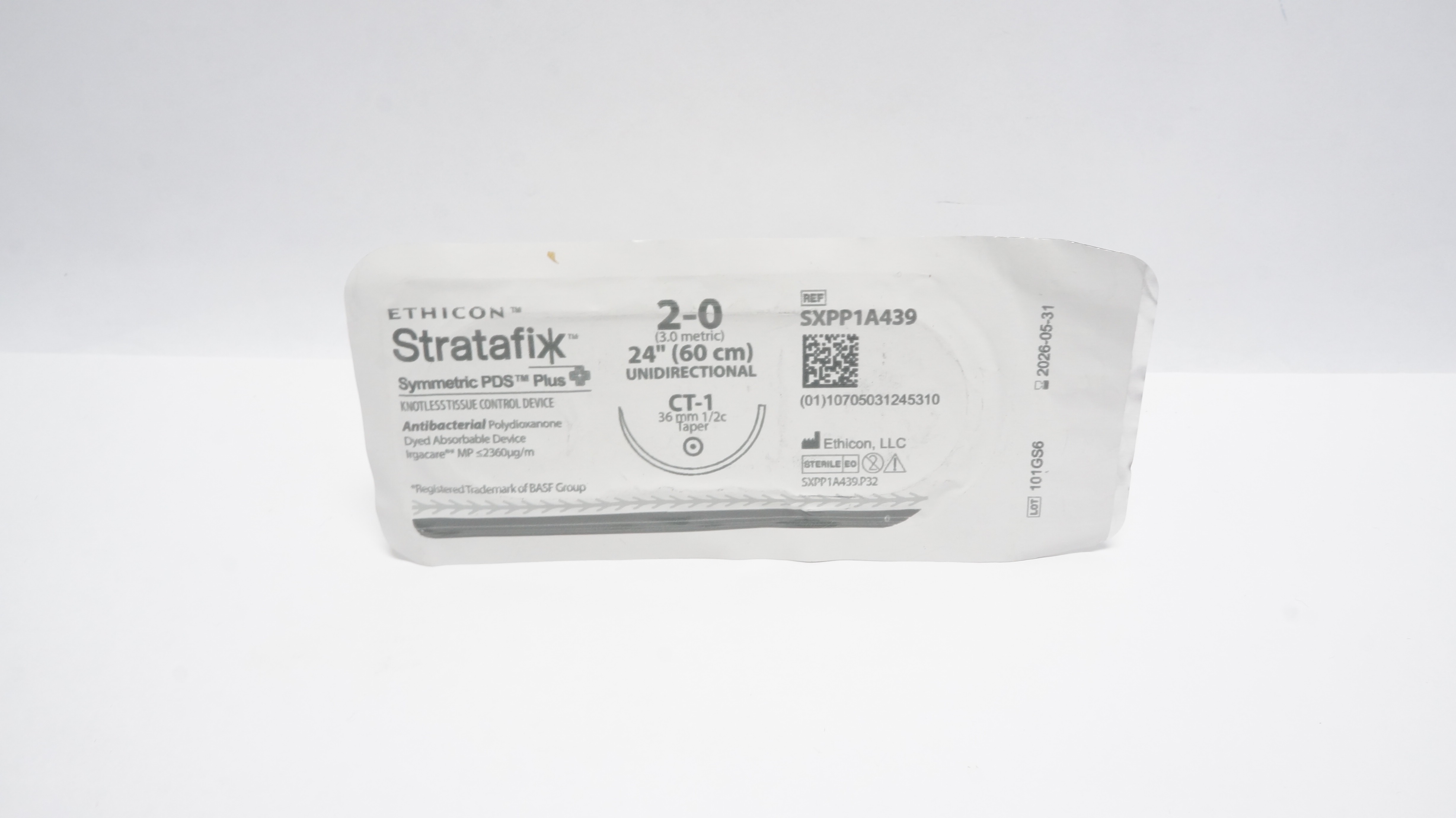 Ethicon SXPP1A439 2-0 Tissue Control Device CT-1 36mm 1/2c Taper 24inch