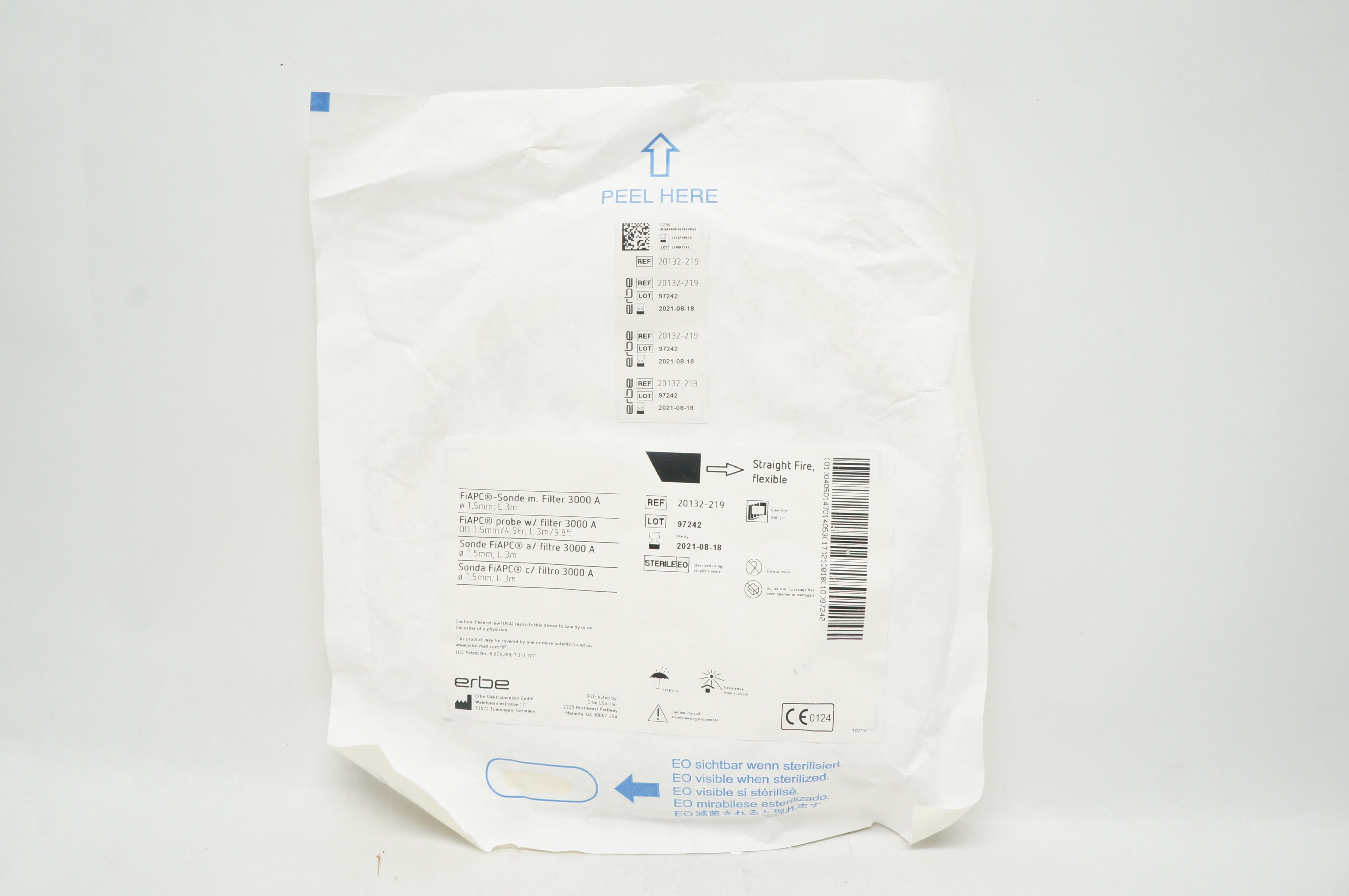 Erbe 20132-219 FiAPC Probe w/Filter 3000A OD 1.5mm x 4.5Fr, L 9.8ft. (x)