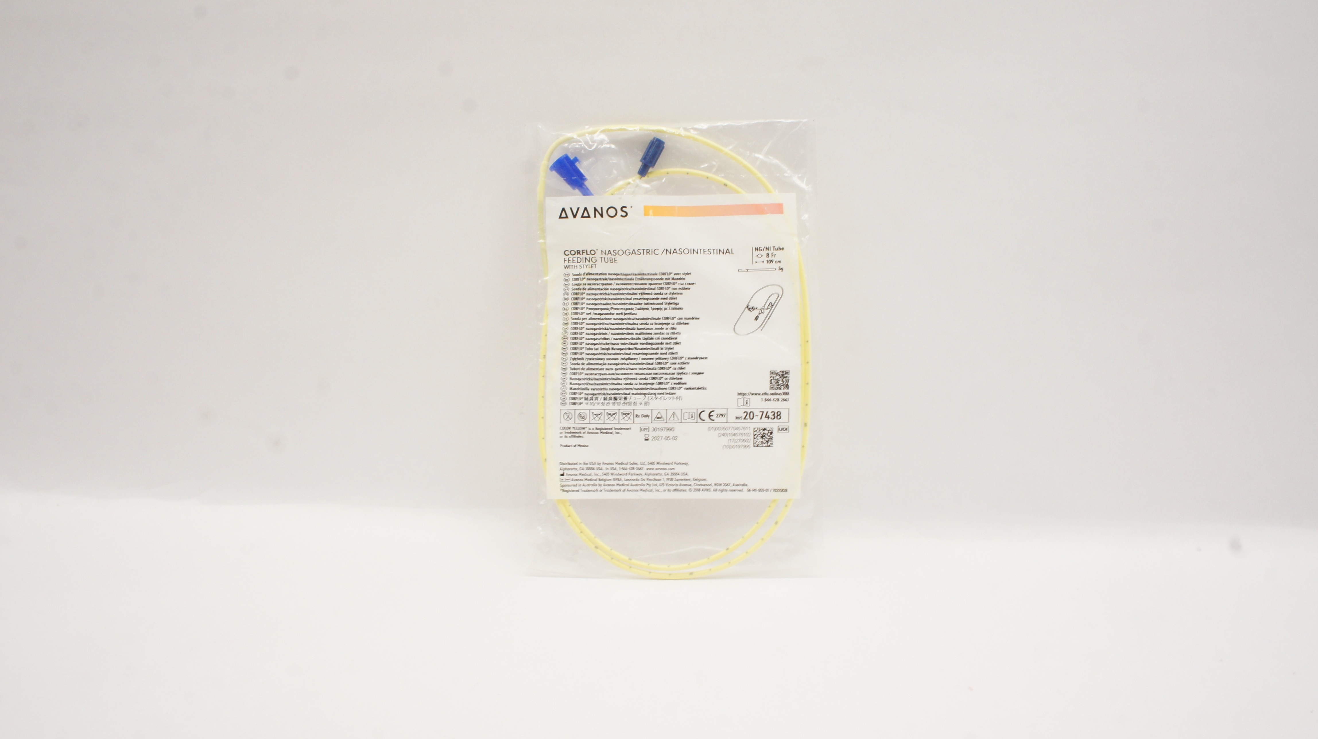 Avanos 20-7438 CORFLO Nasogastric/Nasointestinal Feeding Tube 8Fr x 109cm