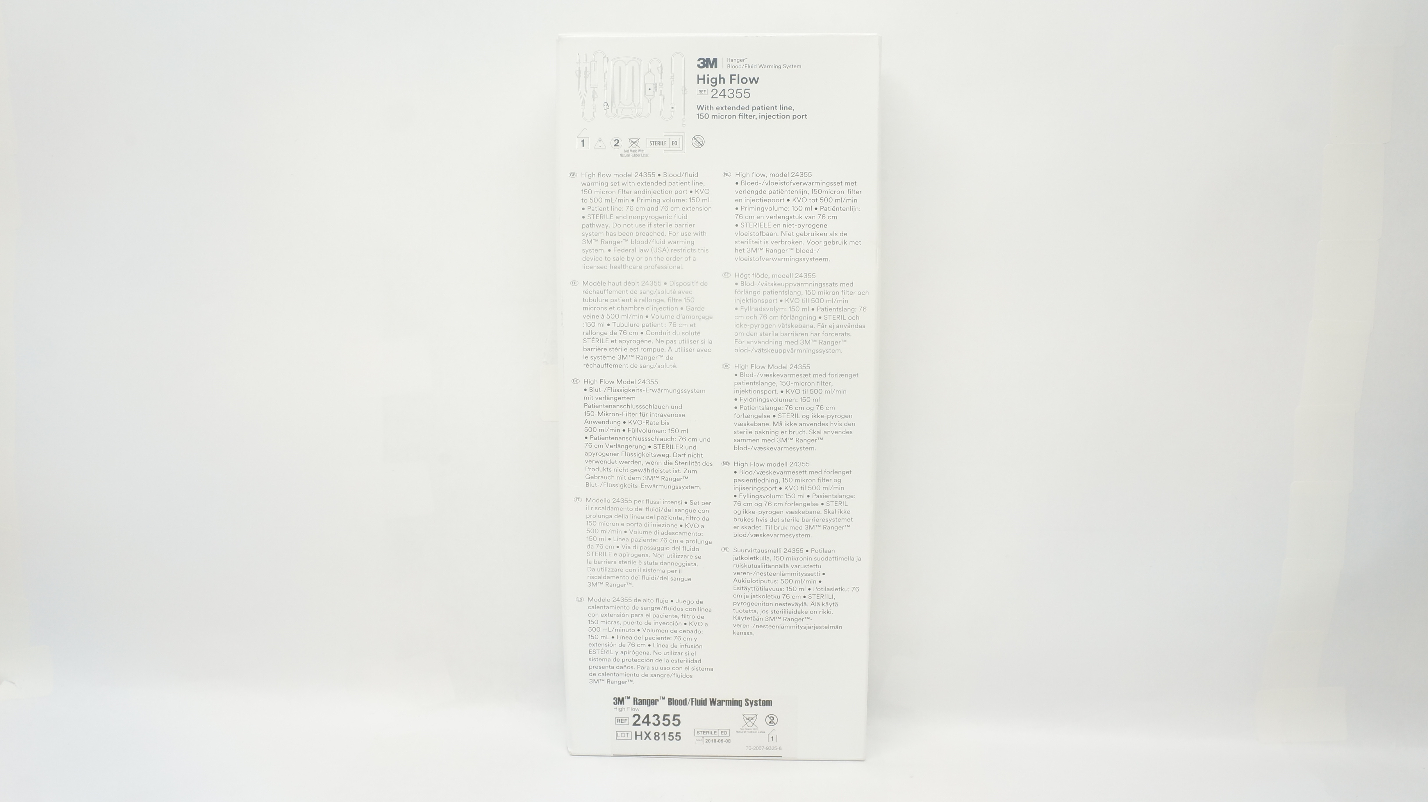 3M 24355 Ranger High Flow Blood/Fluid Warming Set 150 Micron Filter (x)