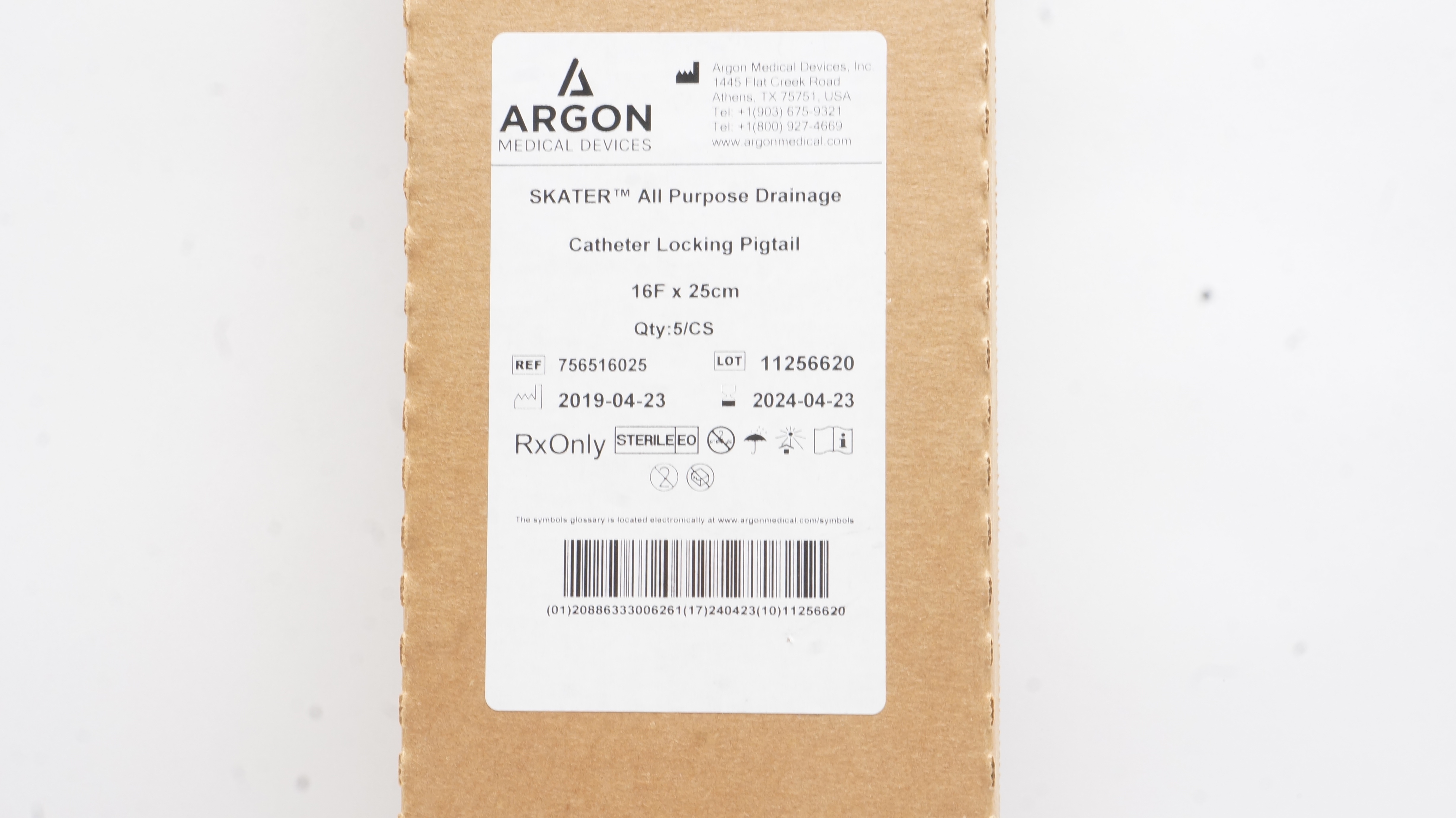 Argon 756516025 SKATER All Purpose Drainage Cath. 16F x 25cm (x) - Box of 5