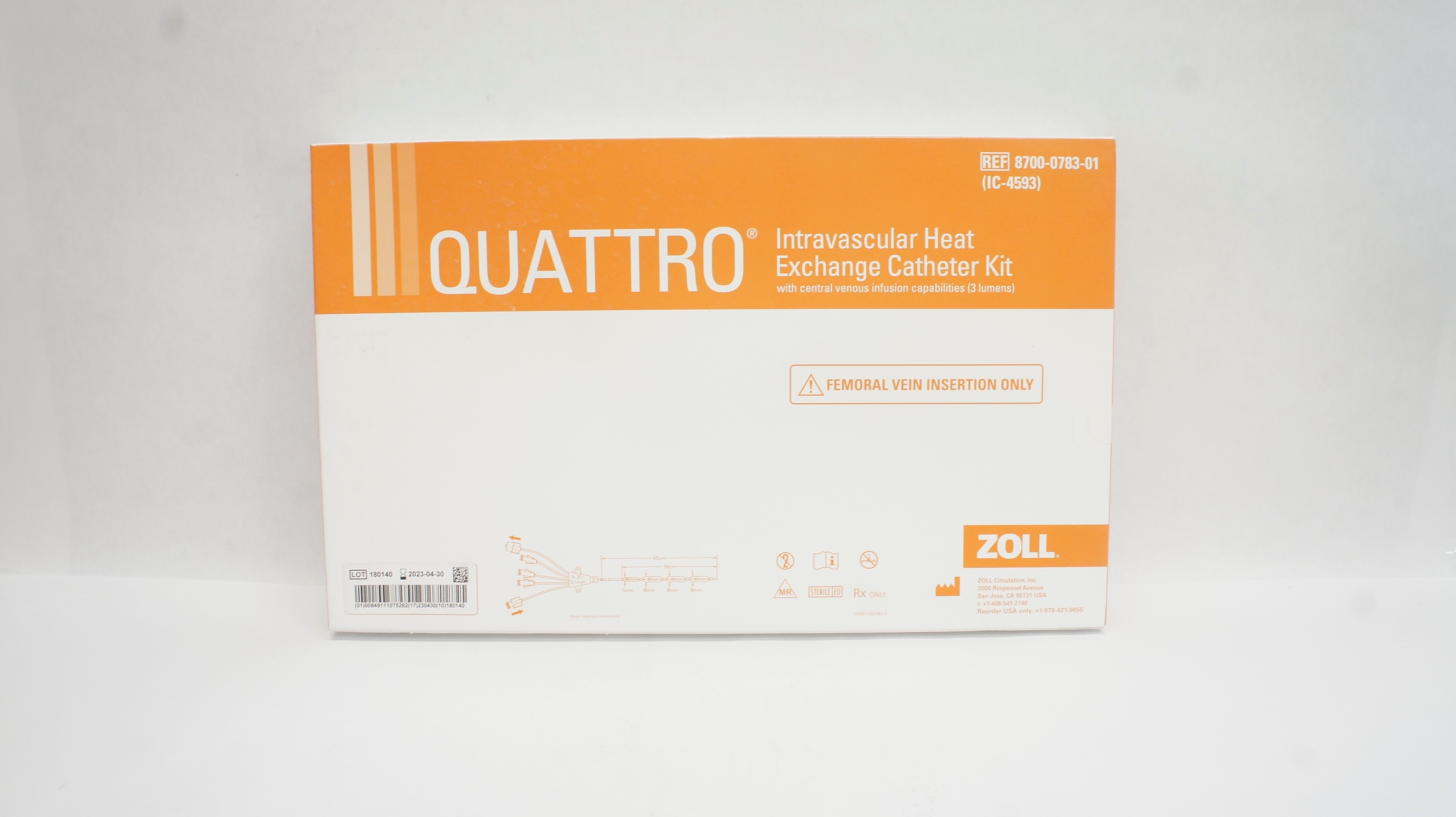 Zoll 8700-0783-01 Quattro Intravascular Heat Exchange Cath. Kit (x)
