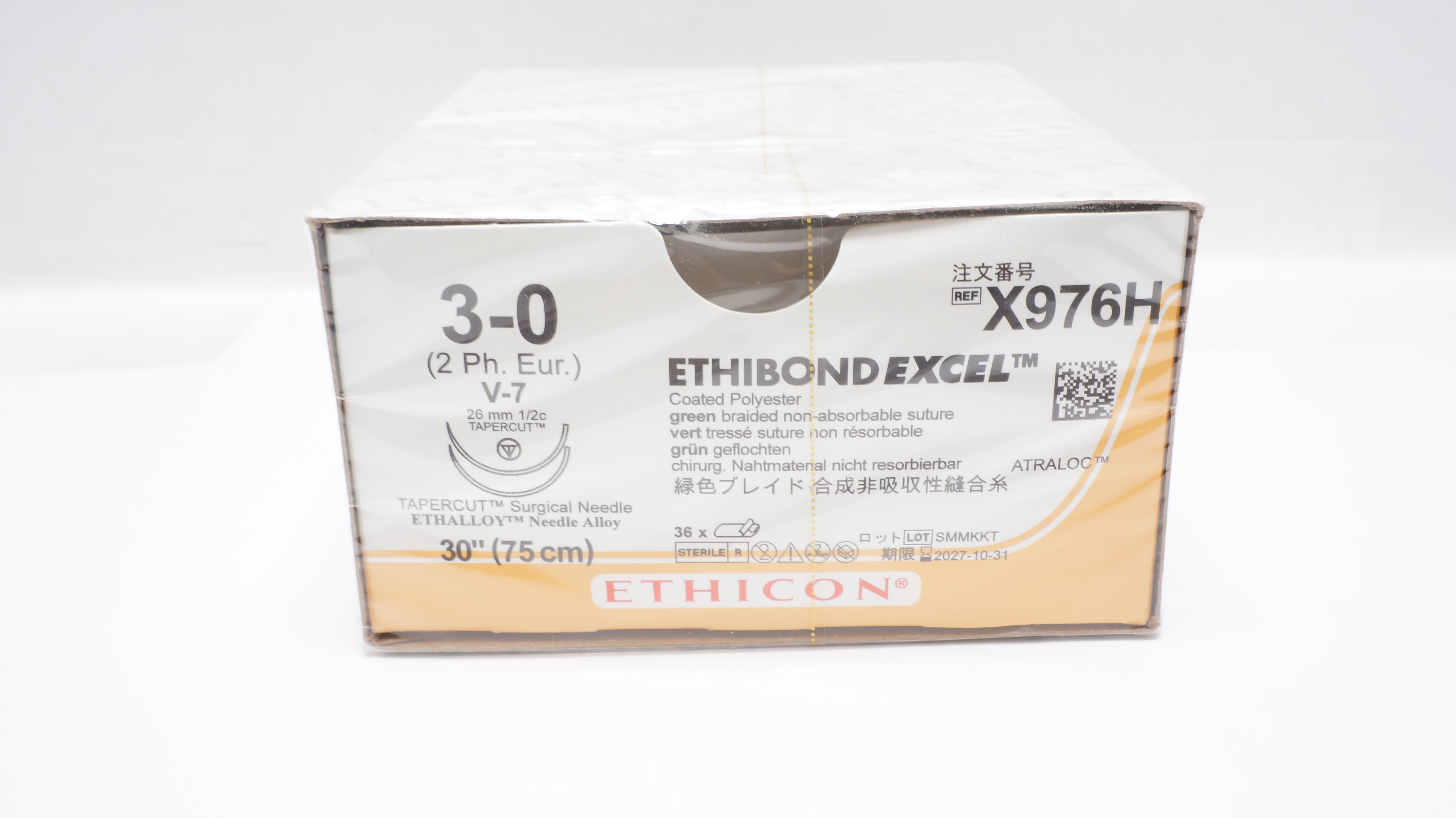 Ethicon X976H 3-0 Ethibond Excel Stre V-7 26mm 1/2c Tapercut 30inch - Box of 36