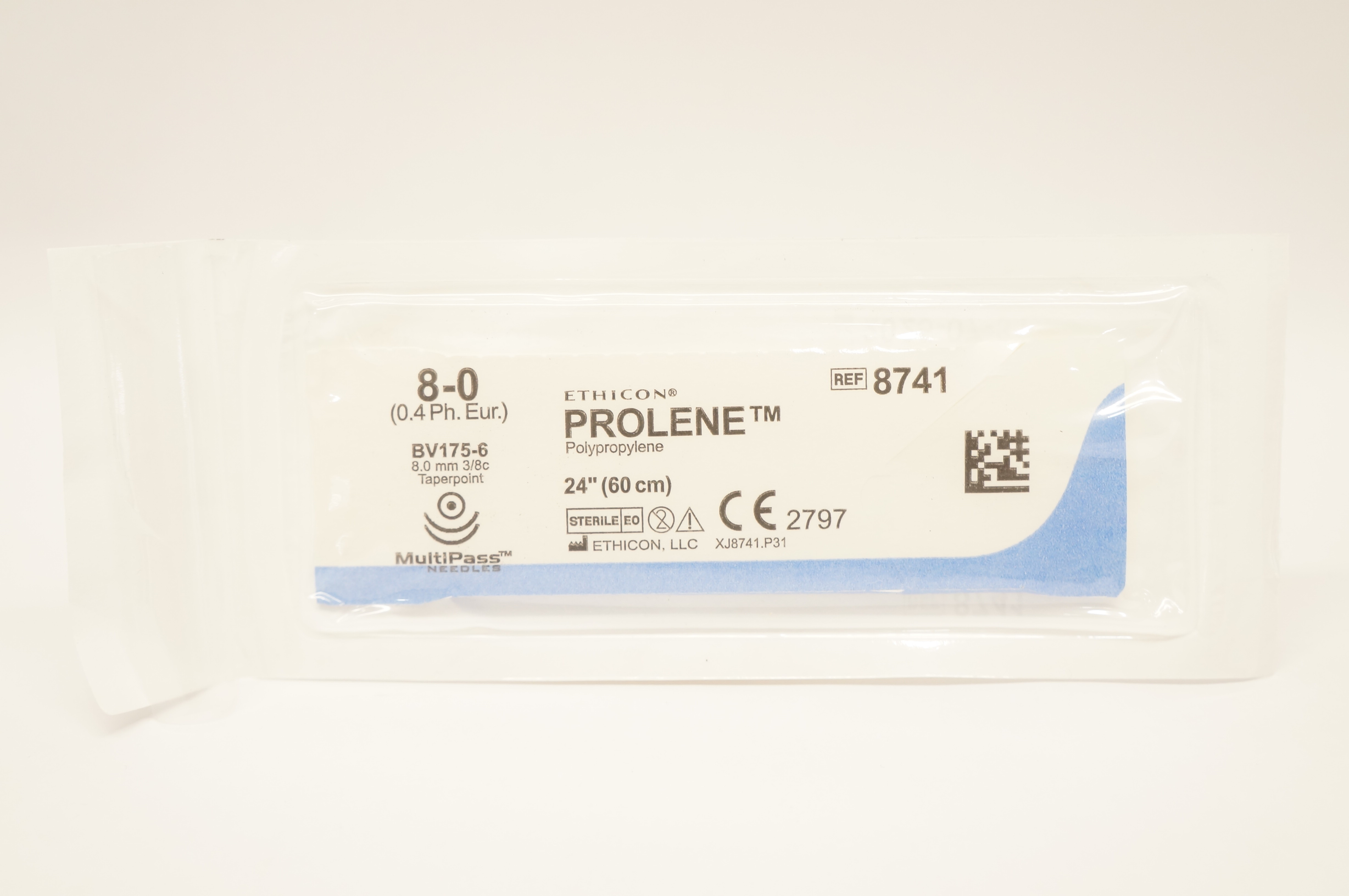 Ethicon 8741 8-0 Prolene Polypropylene Stre BV175-6 8.0mm 3/8c Taperpoint 24inch