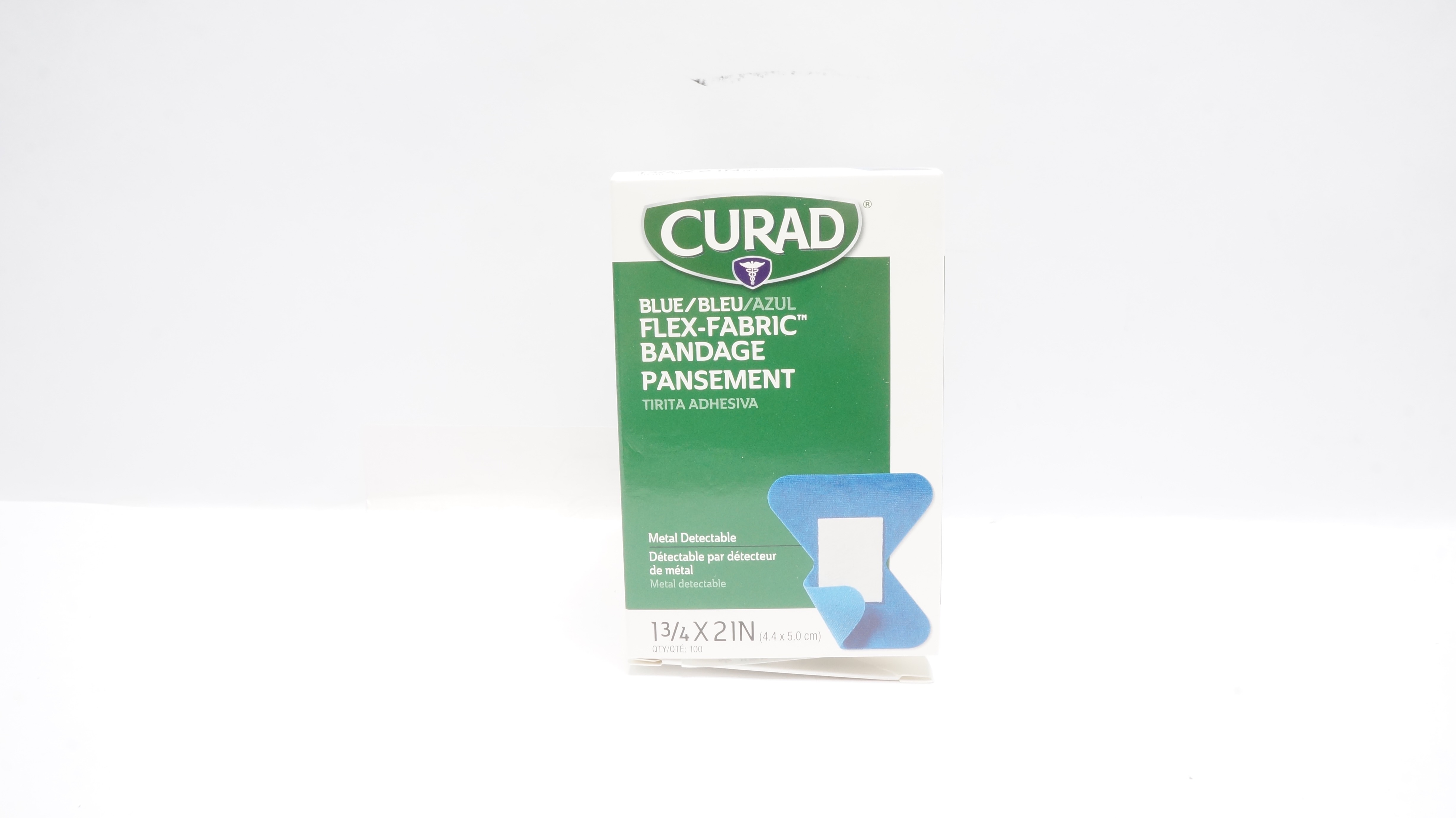 Medline NON25513BL Curad Blue Flex-Fabric Bandages 1-3/4 x 2inch - Box of 100