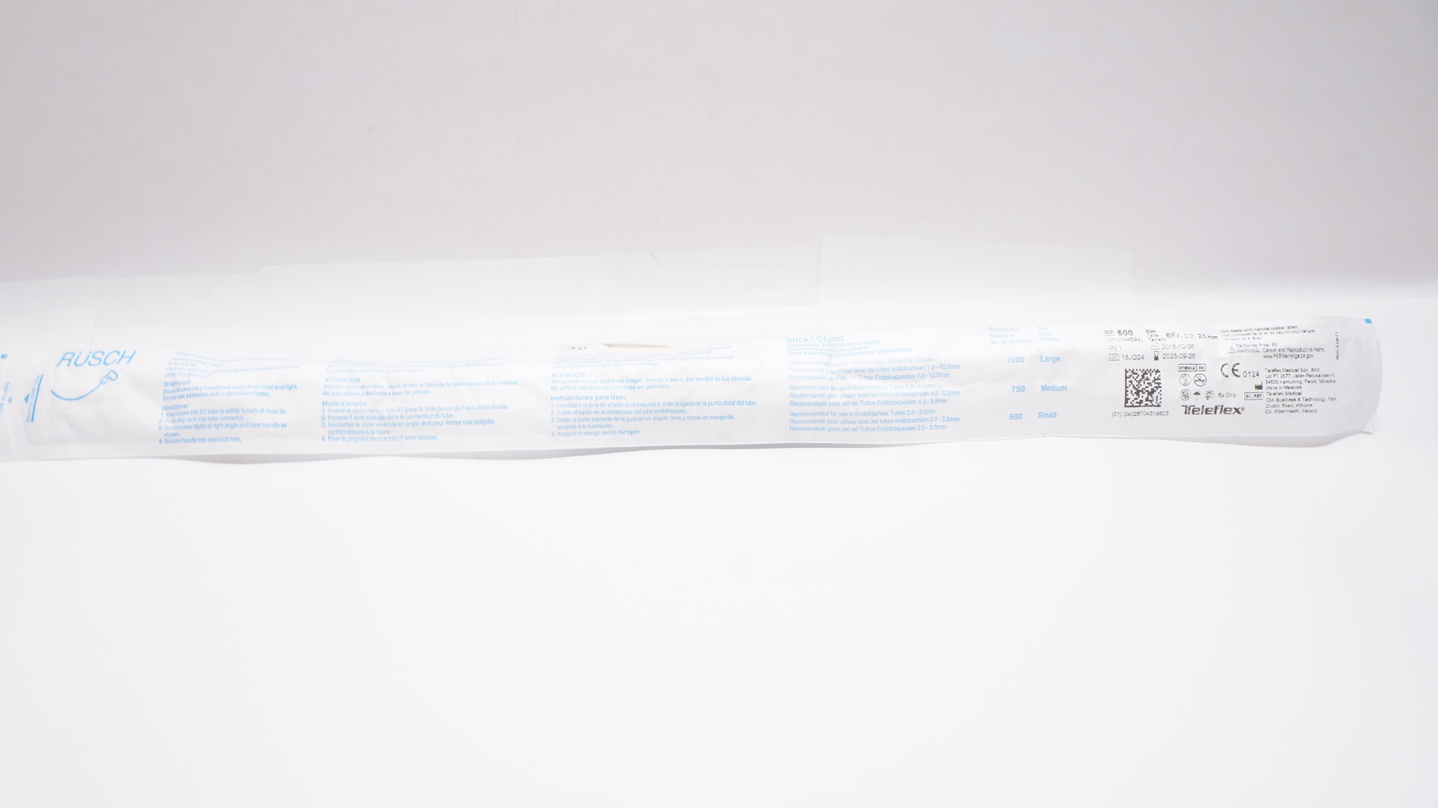 Teleflex 500 Rusch Slick Stylet Disposable Endotracheal Stylet 6Fr x 2.0mm OD(x)