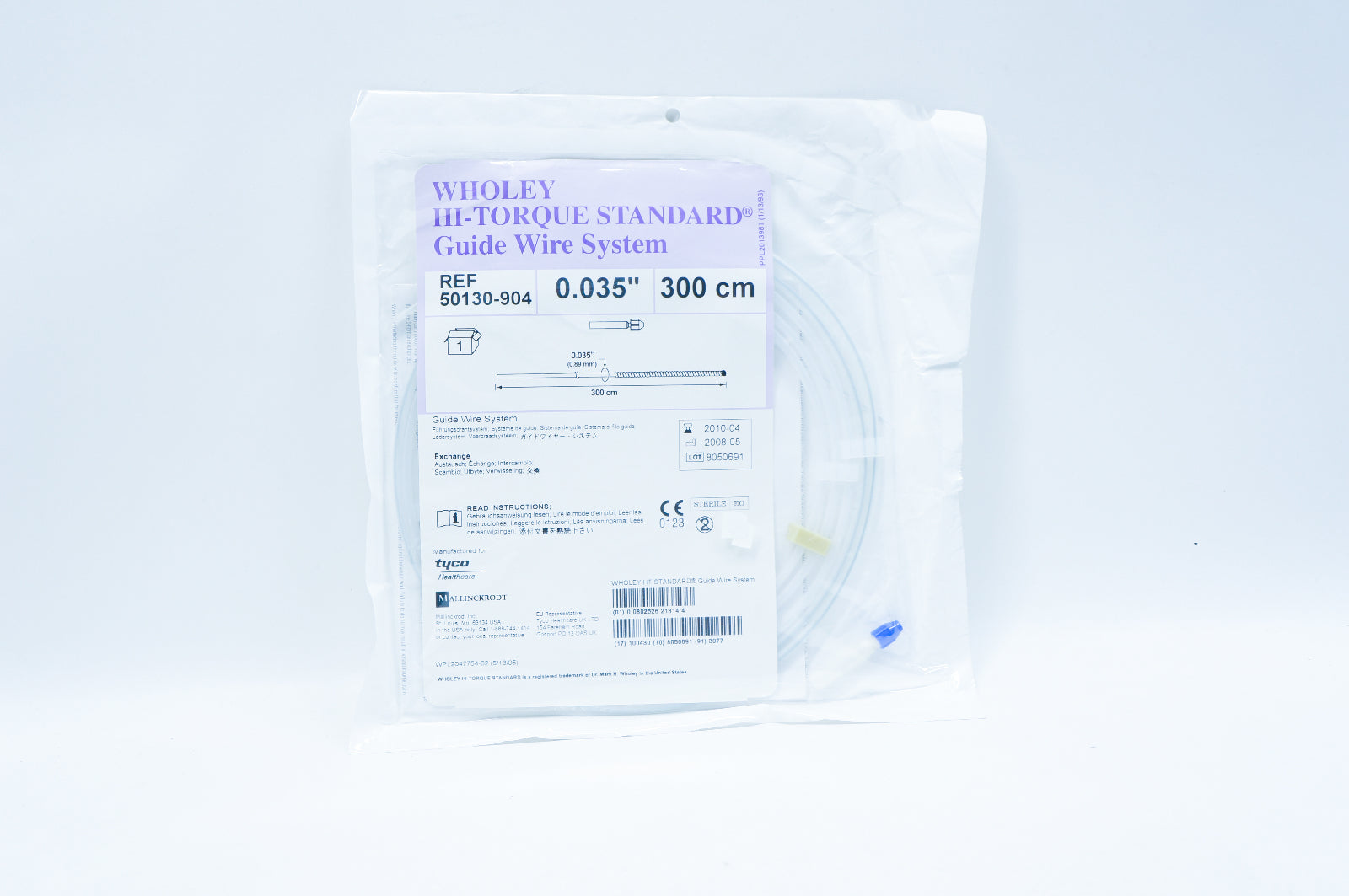 Mallinckrodt 50130-904 Wholey Hi-Torque Standard Guide Wire 0.035inch x 300cm(x)