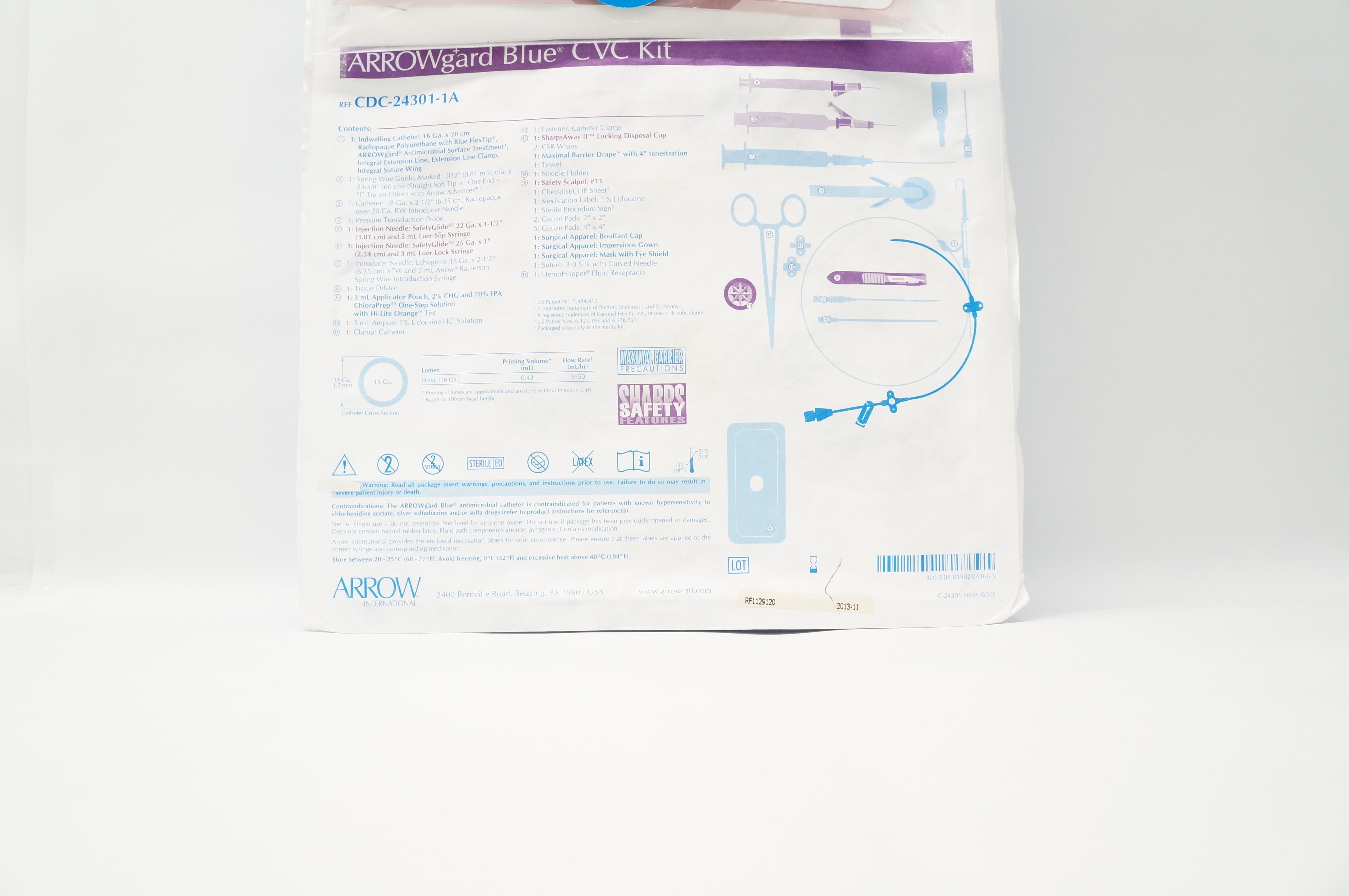 Arrow CDC-24301-1A  ARROWgard Blue CVC Kit 16Ga x 20cm x .032 inch (x)