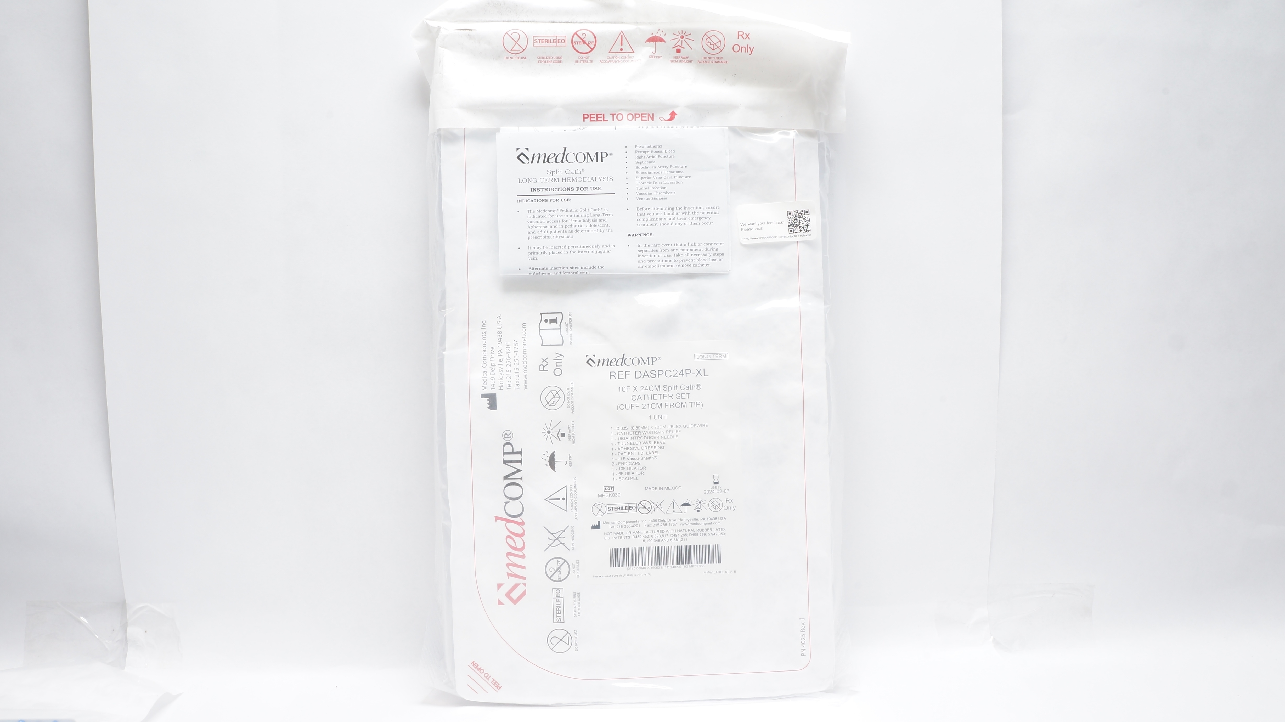 Medcomp DASPC24P-XL SplitCath Cath. Set 10F x 24cm (x)